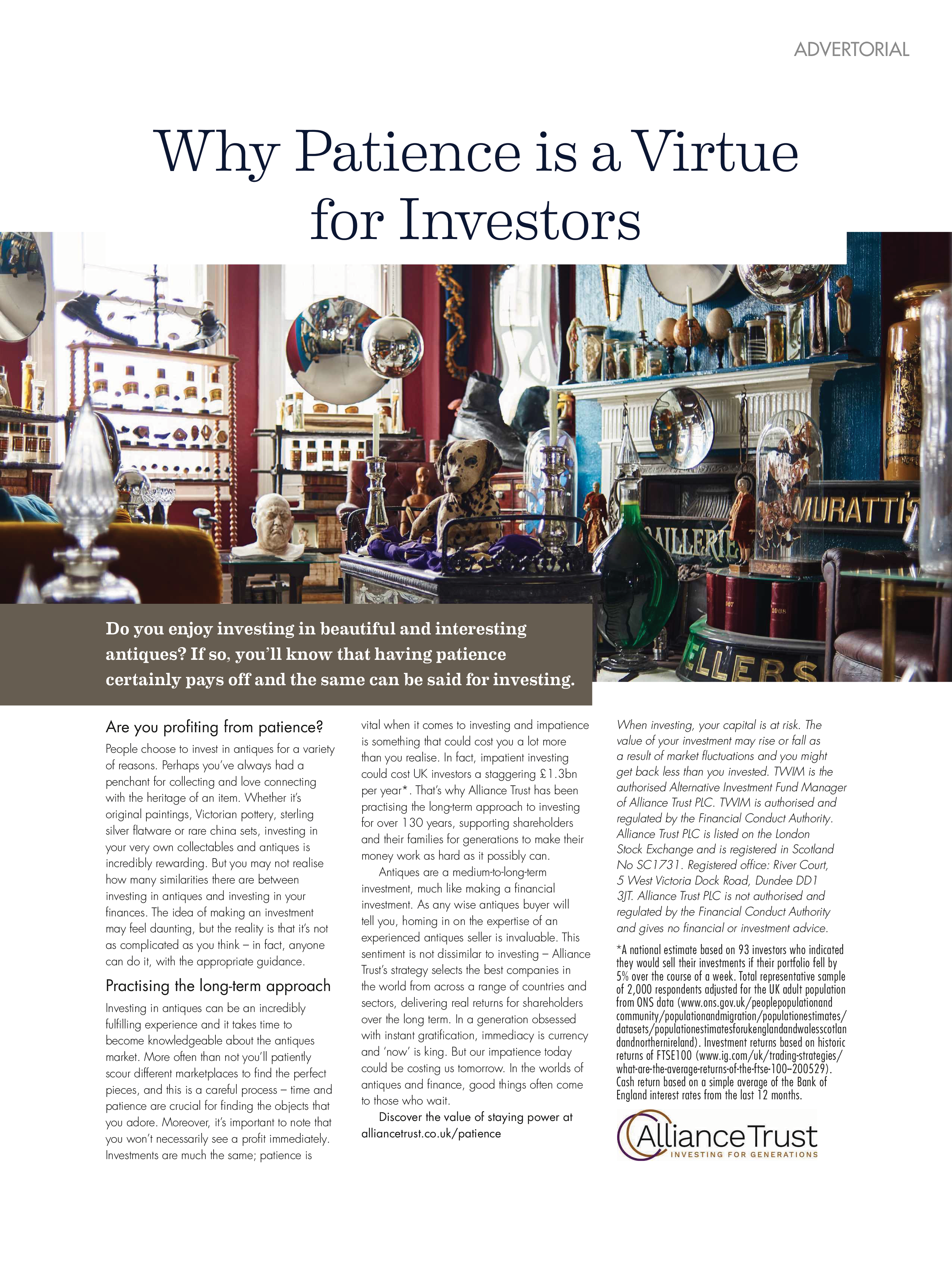 Alliance Trust advertorial, for Homes & Antiques magazine