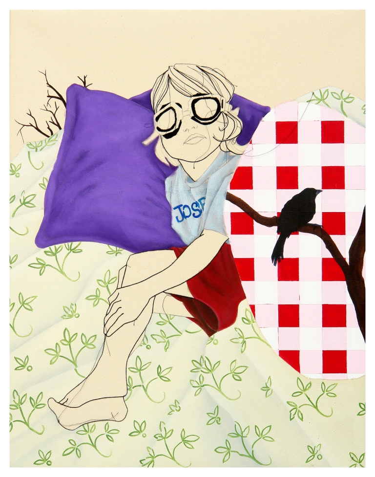 Josephine&nbsp;| Acrylic, Oil and Hand embroidery on canvas | 100 x 80 cm |&nbsp; 2006