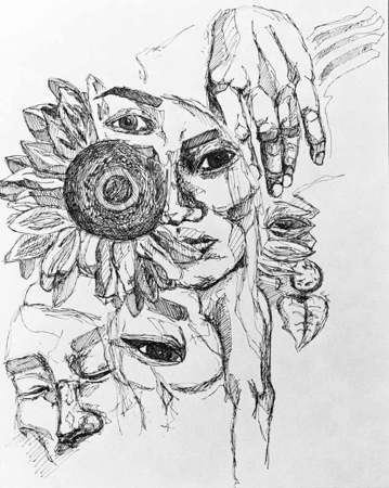 Portrait of Mimi Jang, 2019 (ink on paper)