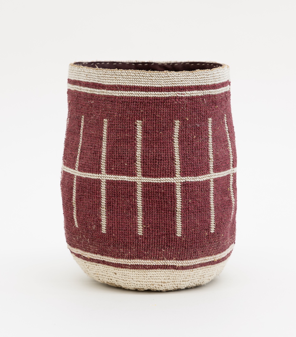 Joe Feddersen, Parking lot, 2023, Twined waxed linen, 8 x 6 1/2 x 6 1/2 in.