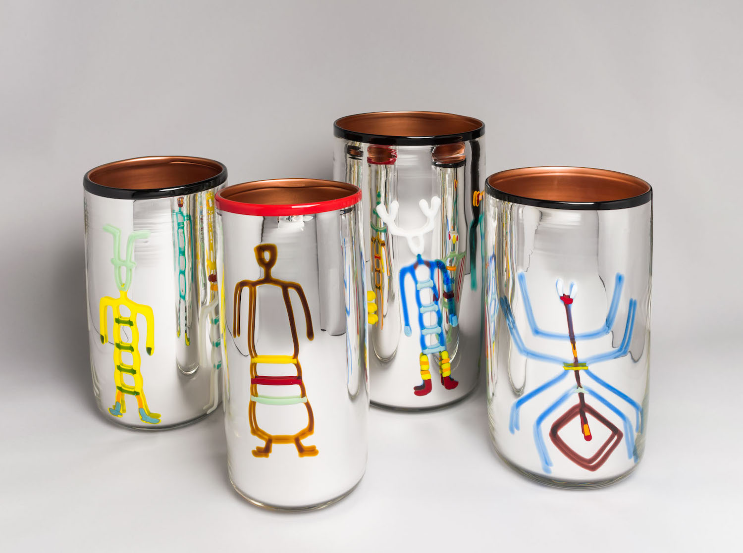 Social Distancing Series, Blown glass, silver mirroring, copper enamel, (Image: The Renwick Invitational: Sharing Honors and Burdens, Washington DC)