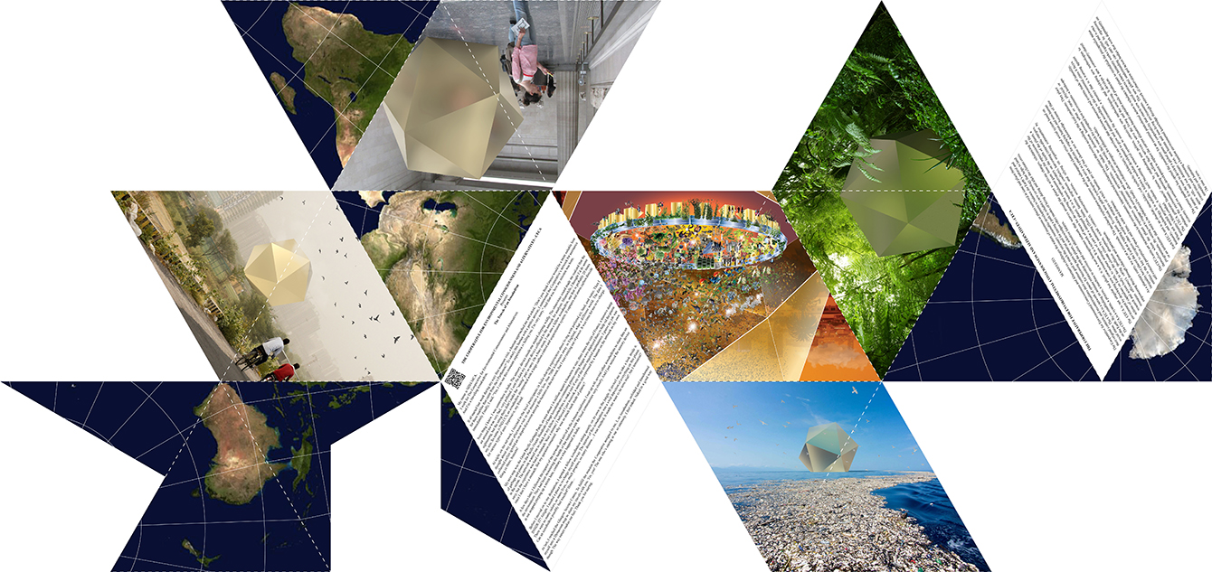The unfolded Cooperative for Environmental Consciousness and Alternatives' Dymaxion Map Table