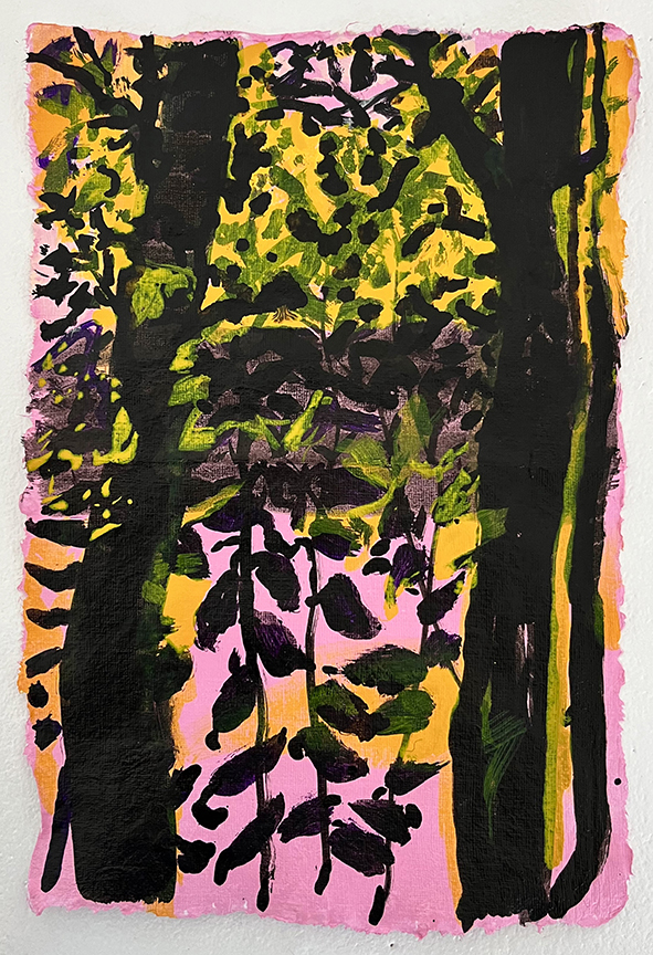Sunset at Traunsee, ink study pink 2, 2025Acrylic and ink on paper36 x 24 cm