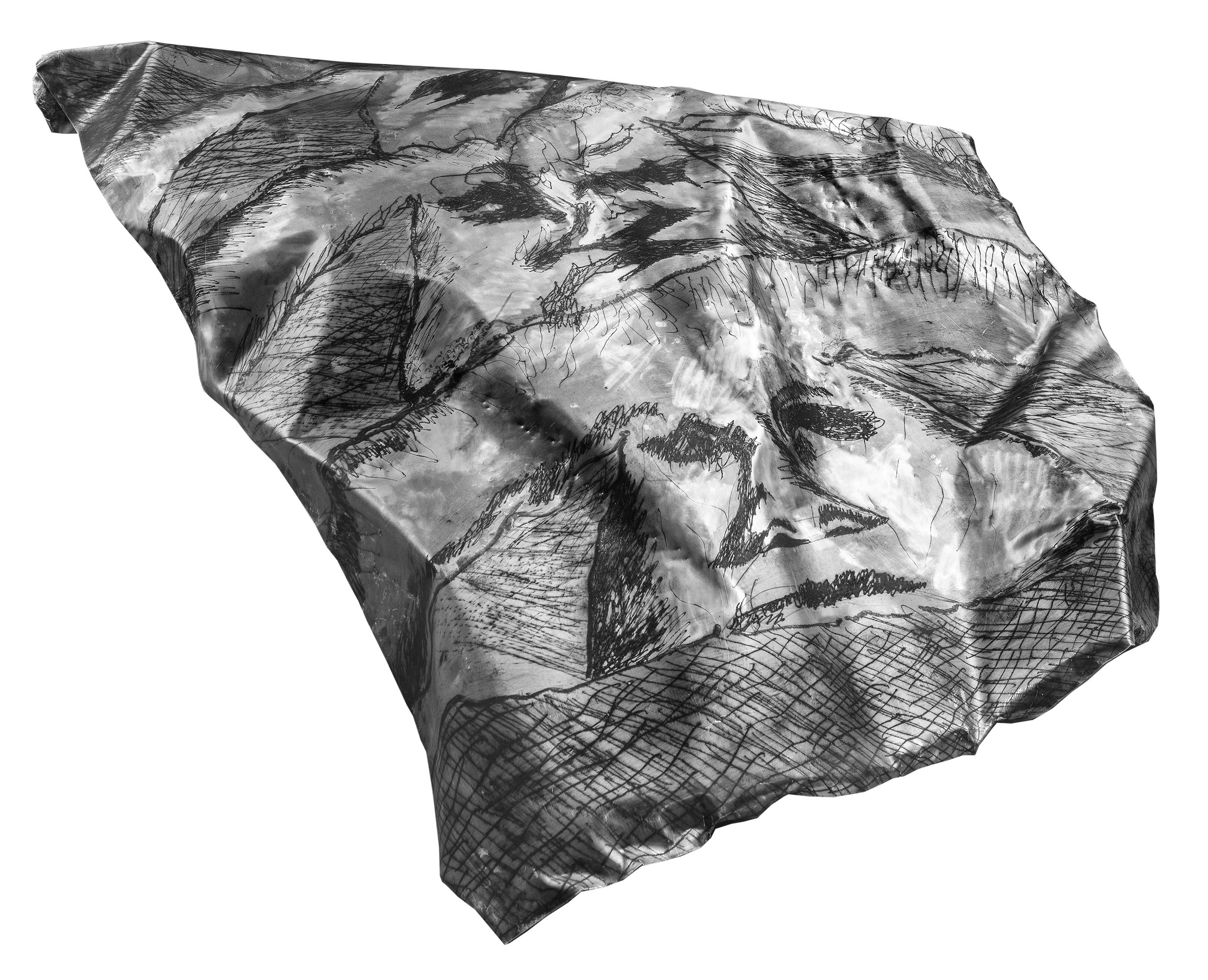 Tre volti con manoaluminium and intaglio ink, 75x165x90cm, 2025 · info