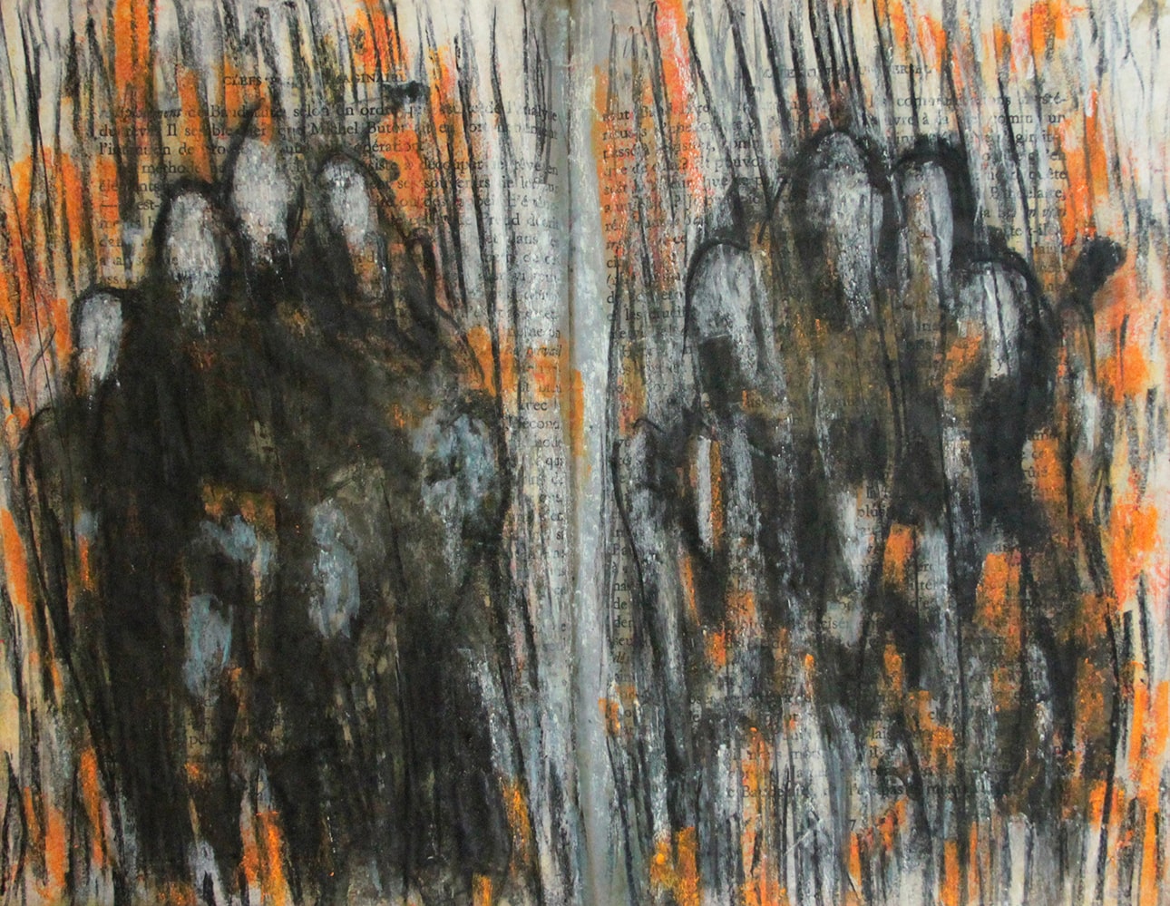 Judith Bartolani Odyssée, 2008 Pastel gras et sec sur papier imprimé 23 x 49 cm