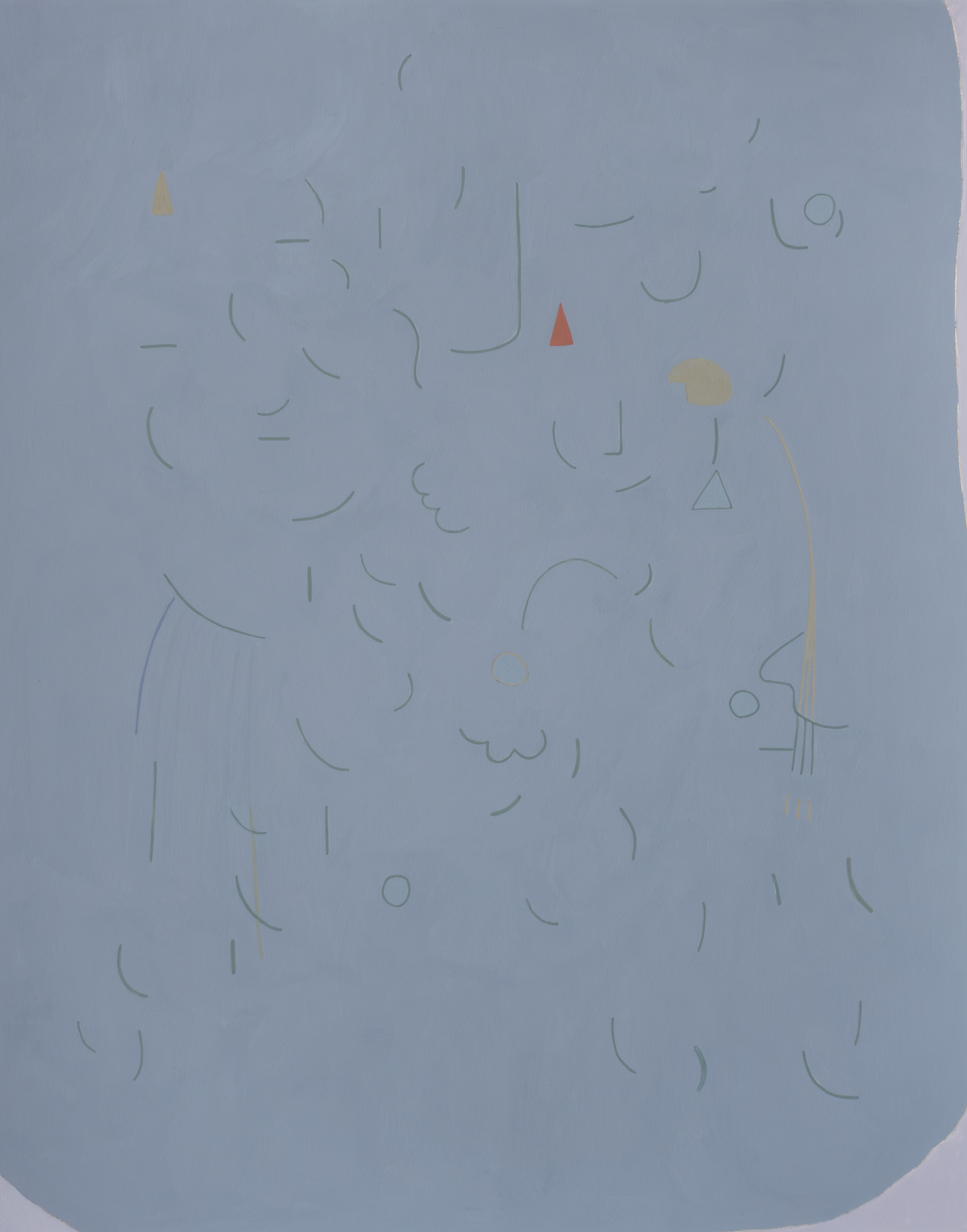 Gas Dust Comma Morning Dew, gouache and pencil on paper, 24"x19", 2023
