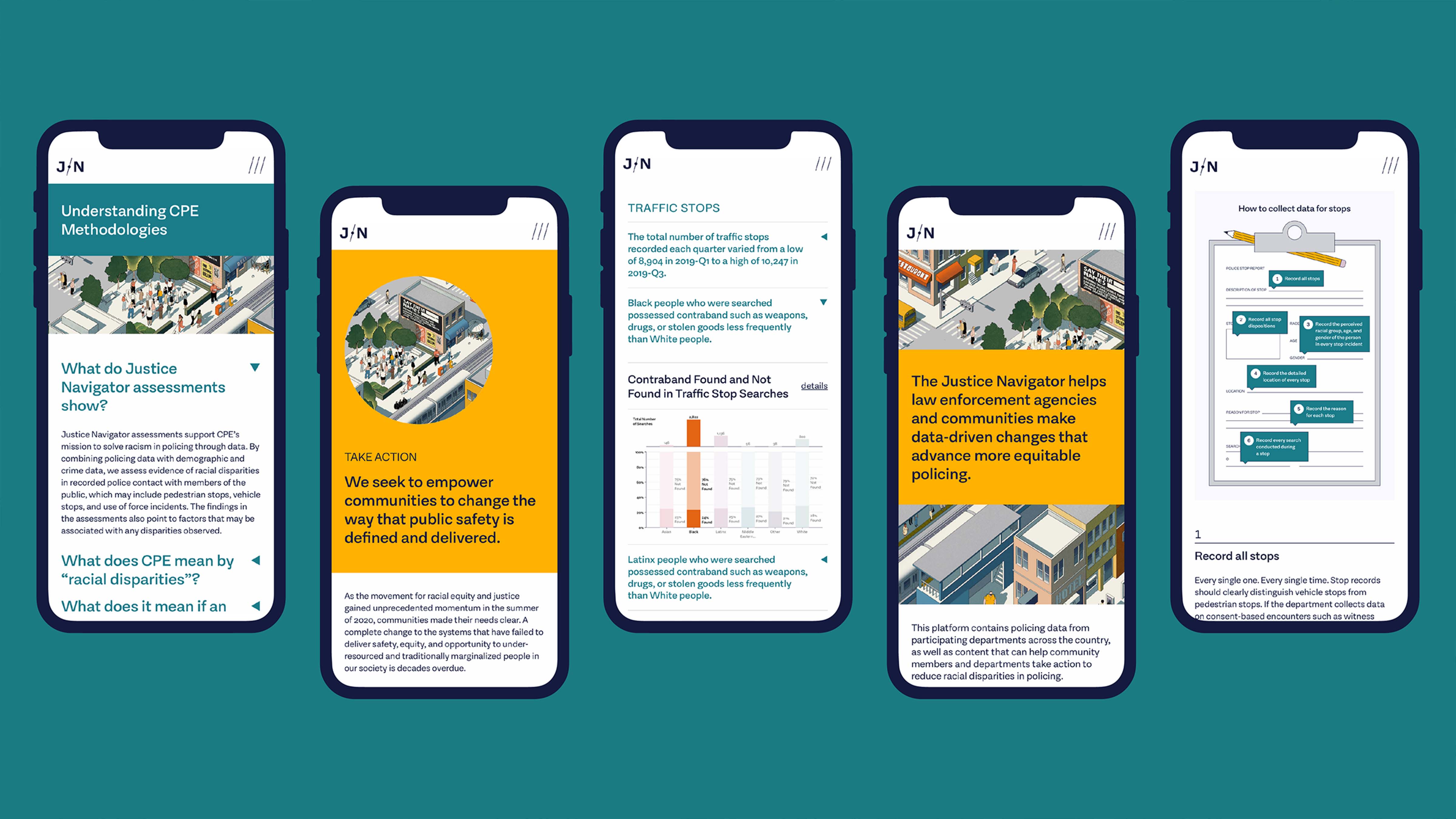 Mobile mockups of the illustration being used in the website.