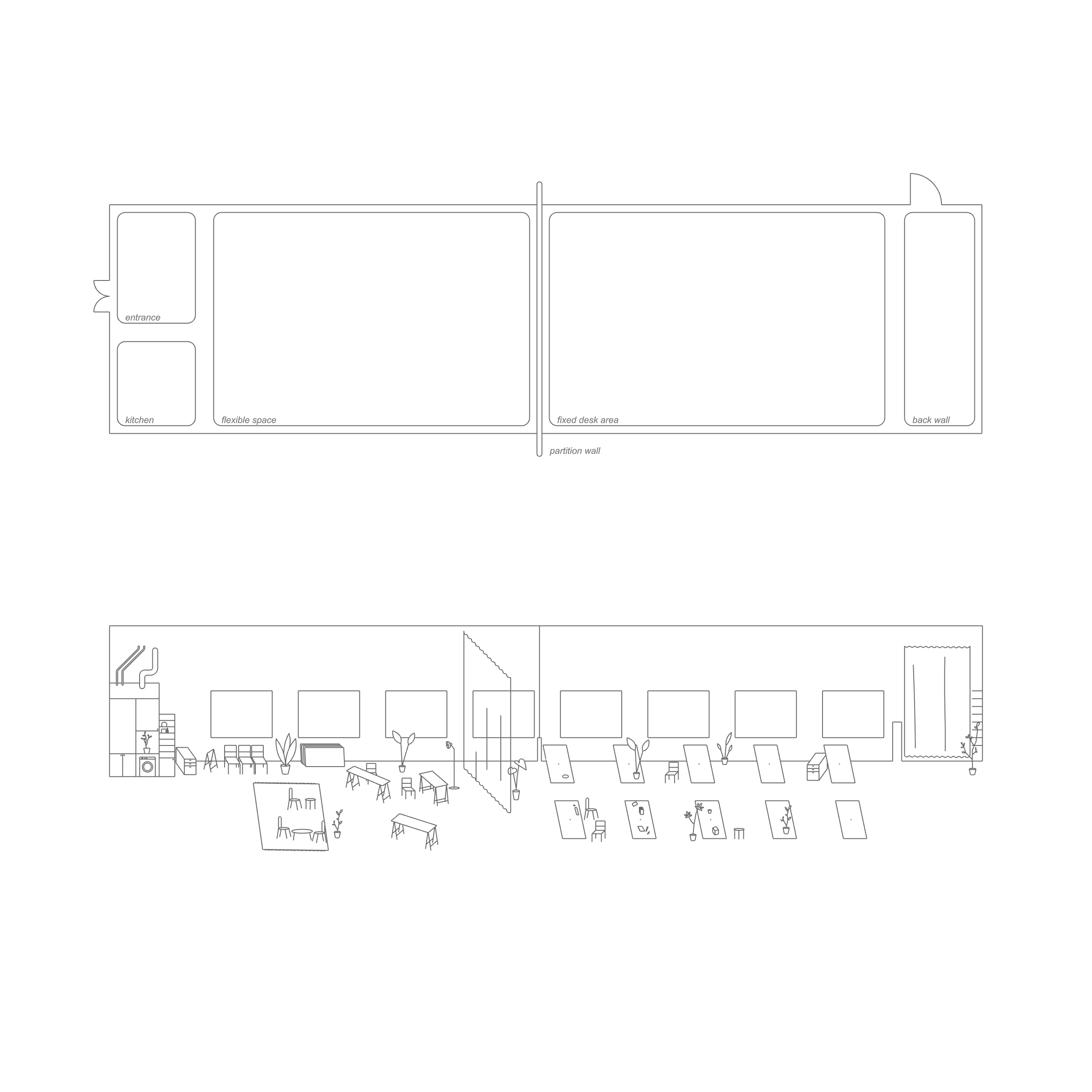 Layout of the first floor of Civic House