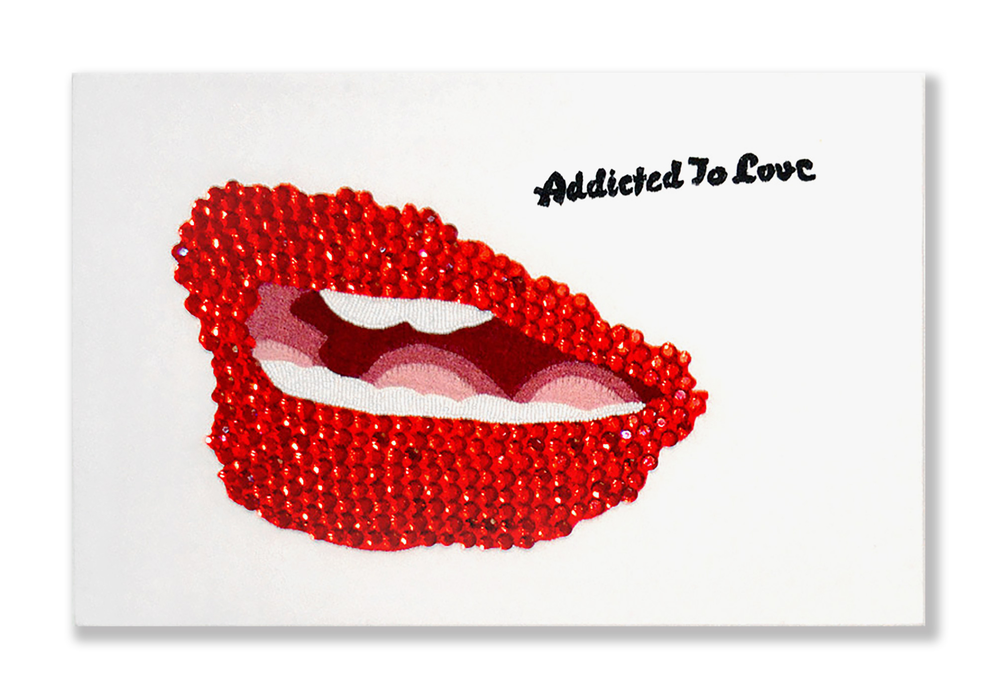  Addicted to Love   2012  Beads, embroidery and rhinestones on canvas  14 x 21 Inches