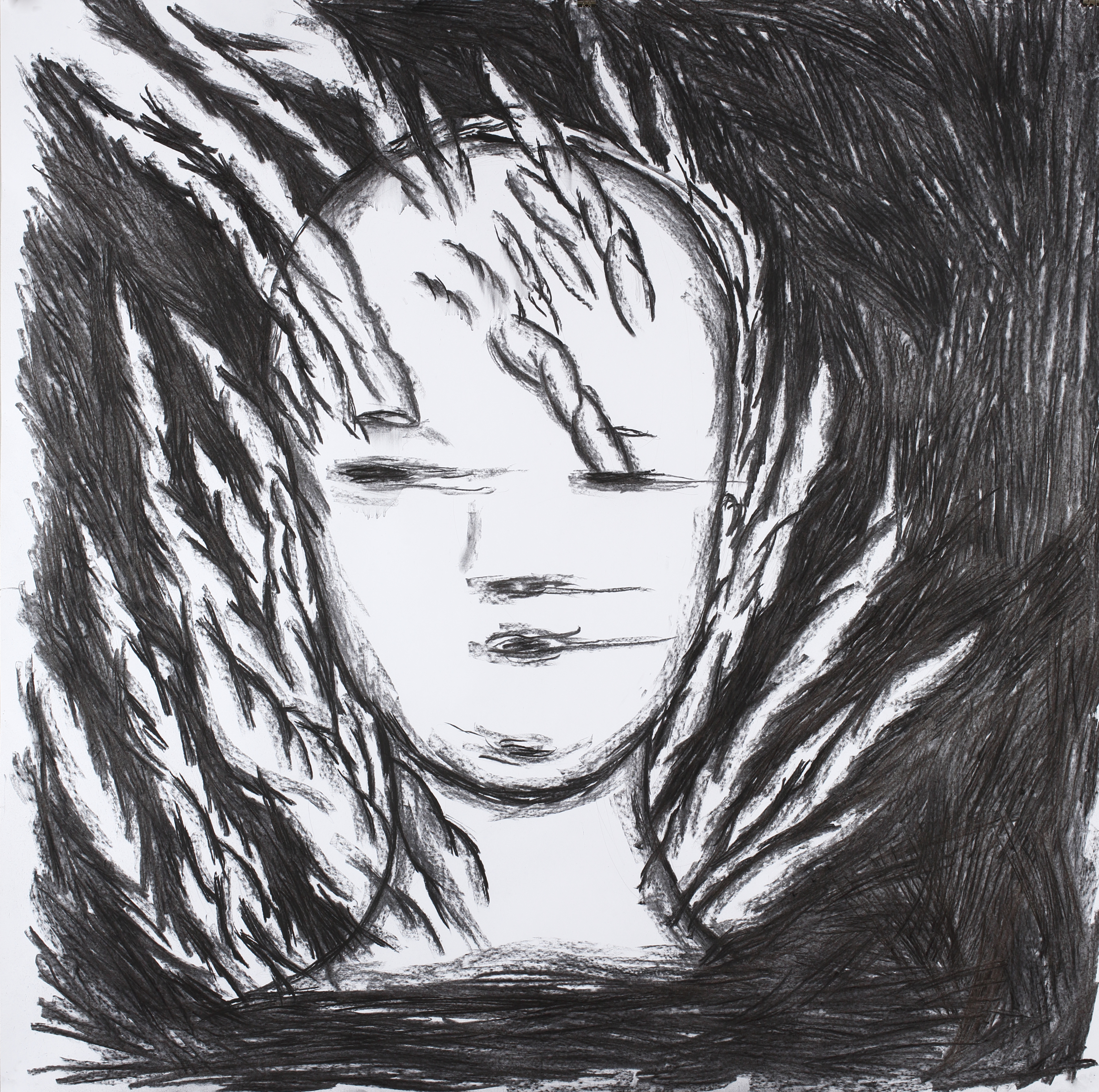 그날 밤, 짧은 숨 That night, short breath_charcoal on paper_150x150cm_2016