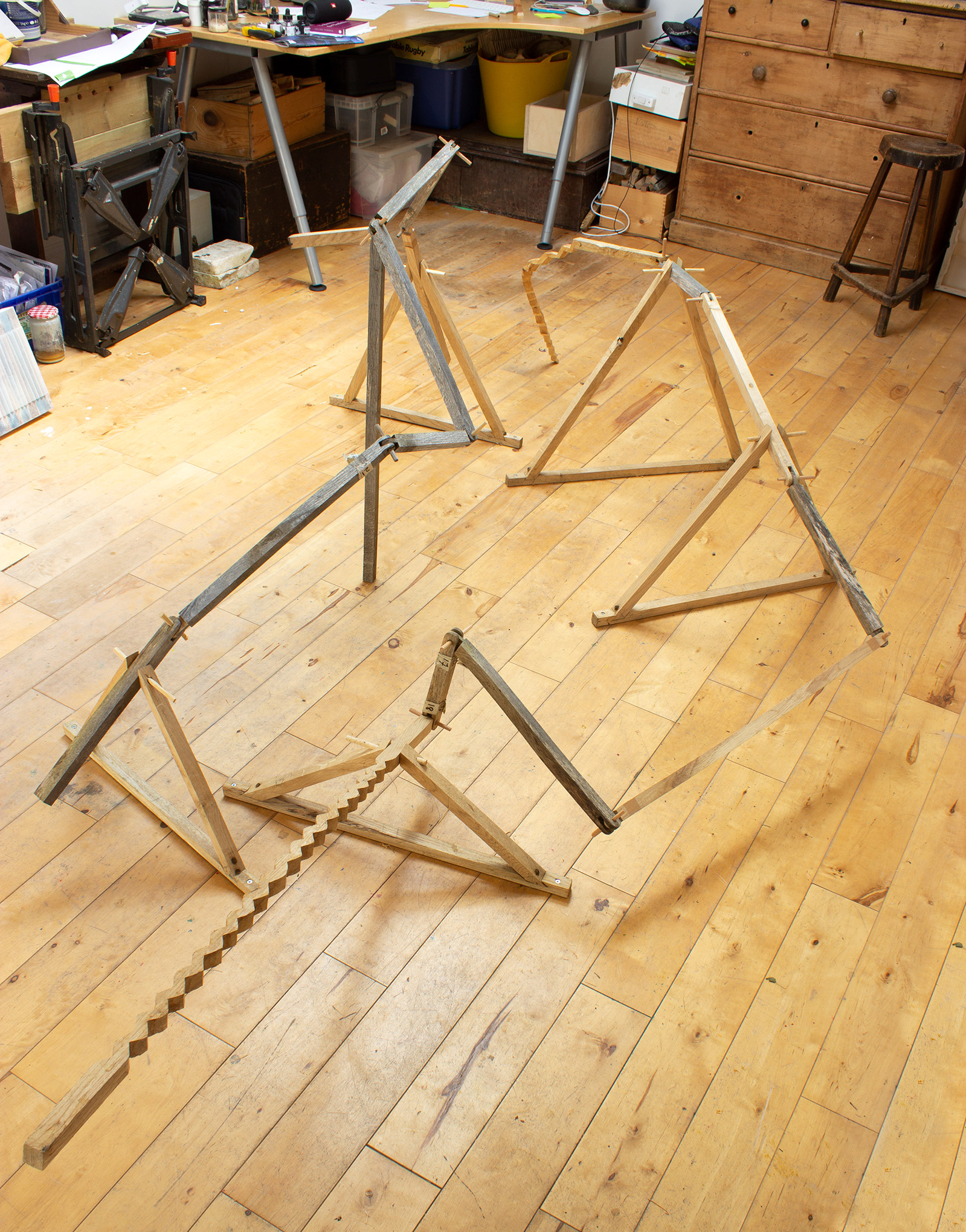 oak, stems are 1" square and jointed