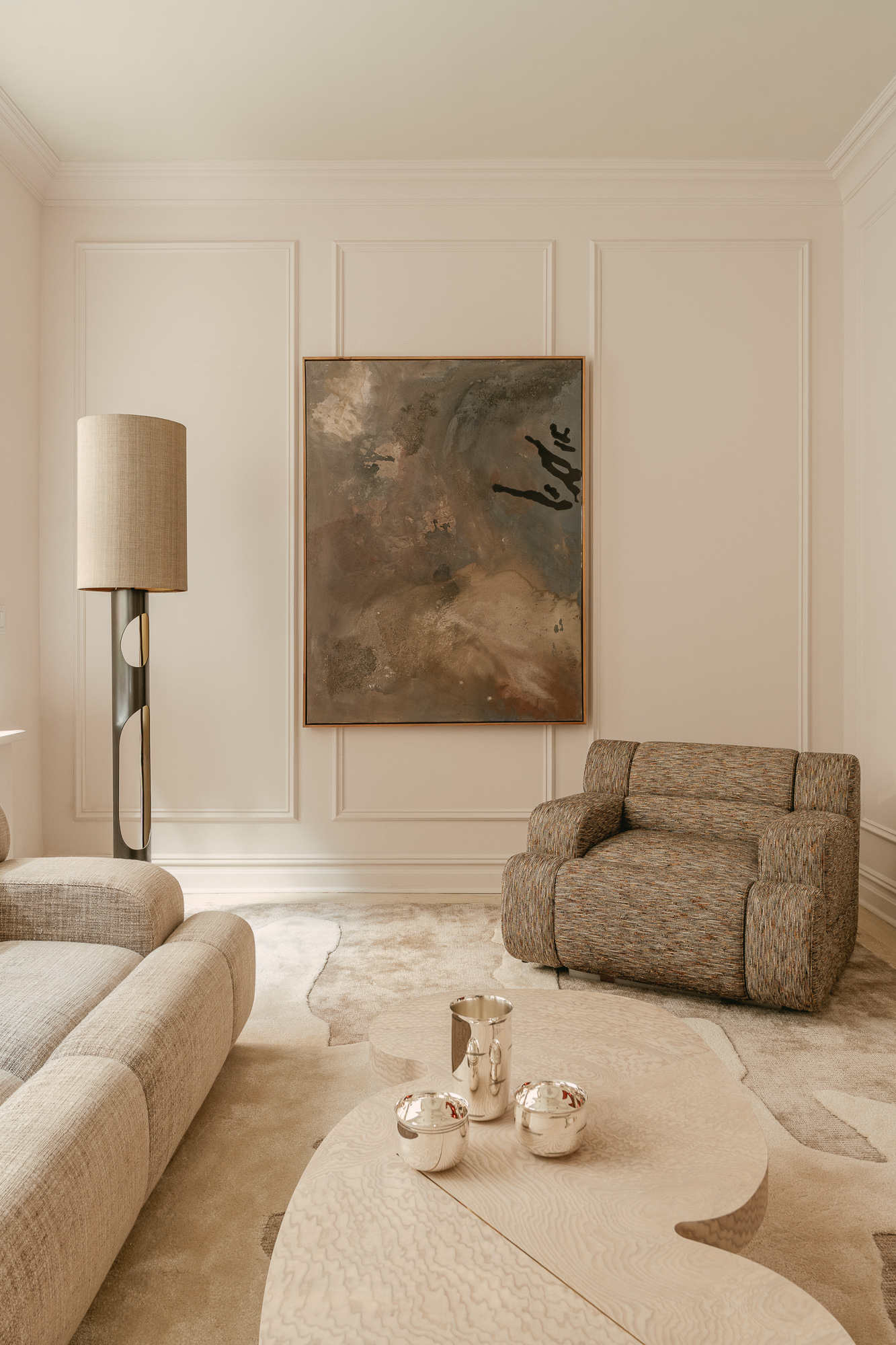 Thierry Lemaire's exhibition at Invisible Collection New York, silverware pieces by Puiforcat, and art by Docent