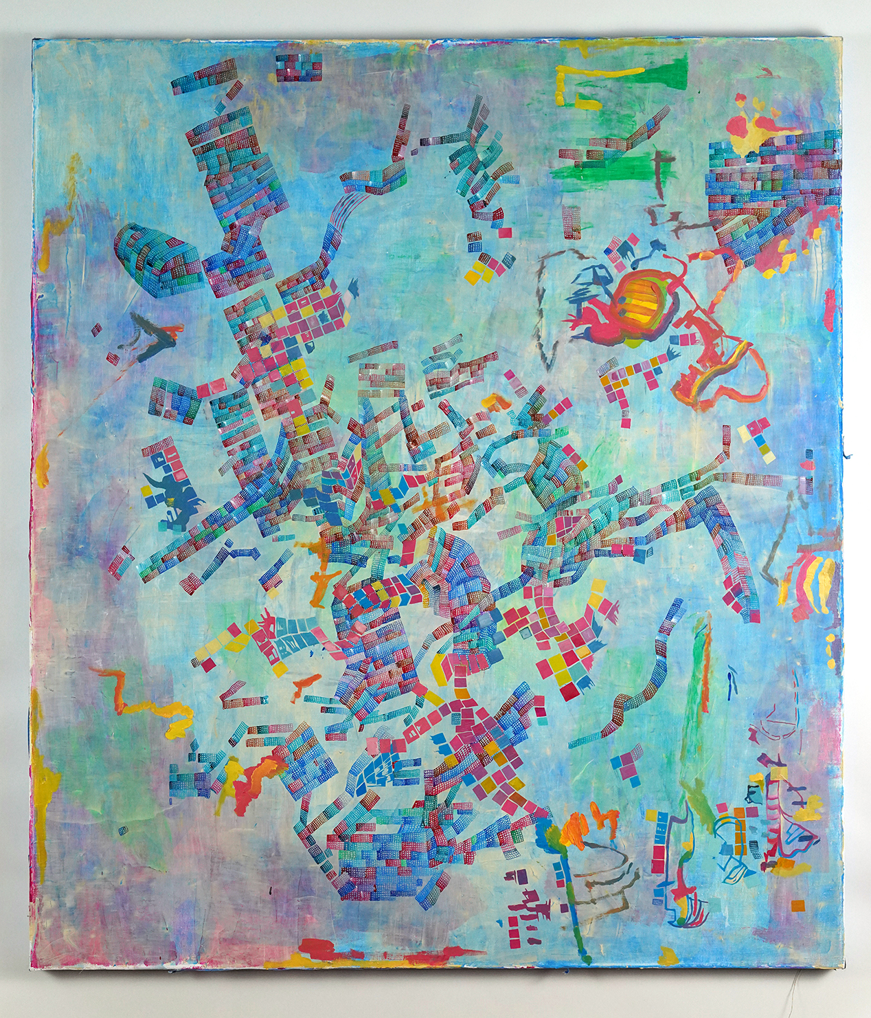 Man Forgetting, oil and acrylic on linen, 44 x 50 in, 2025