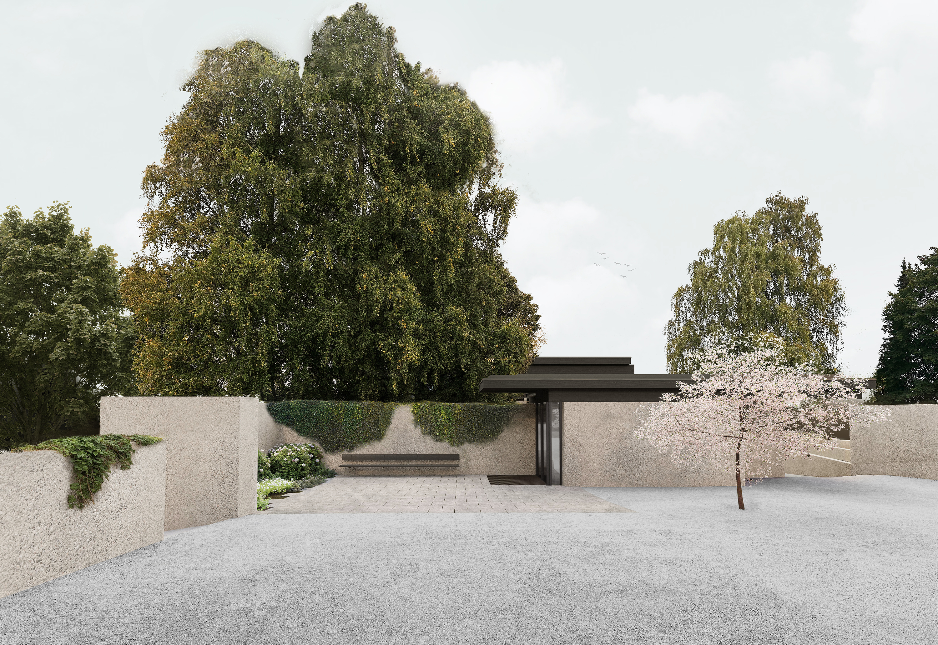 View from courtyard towards new extension