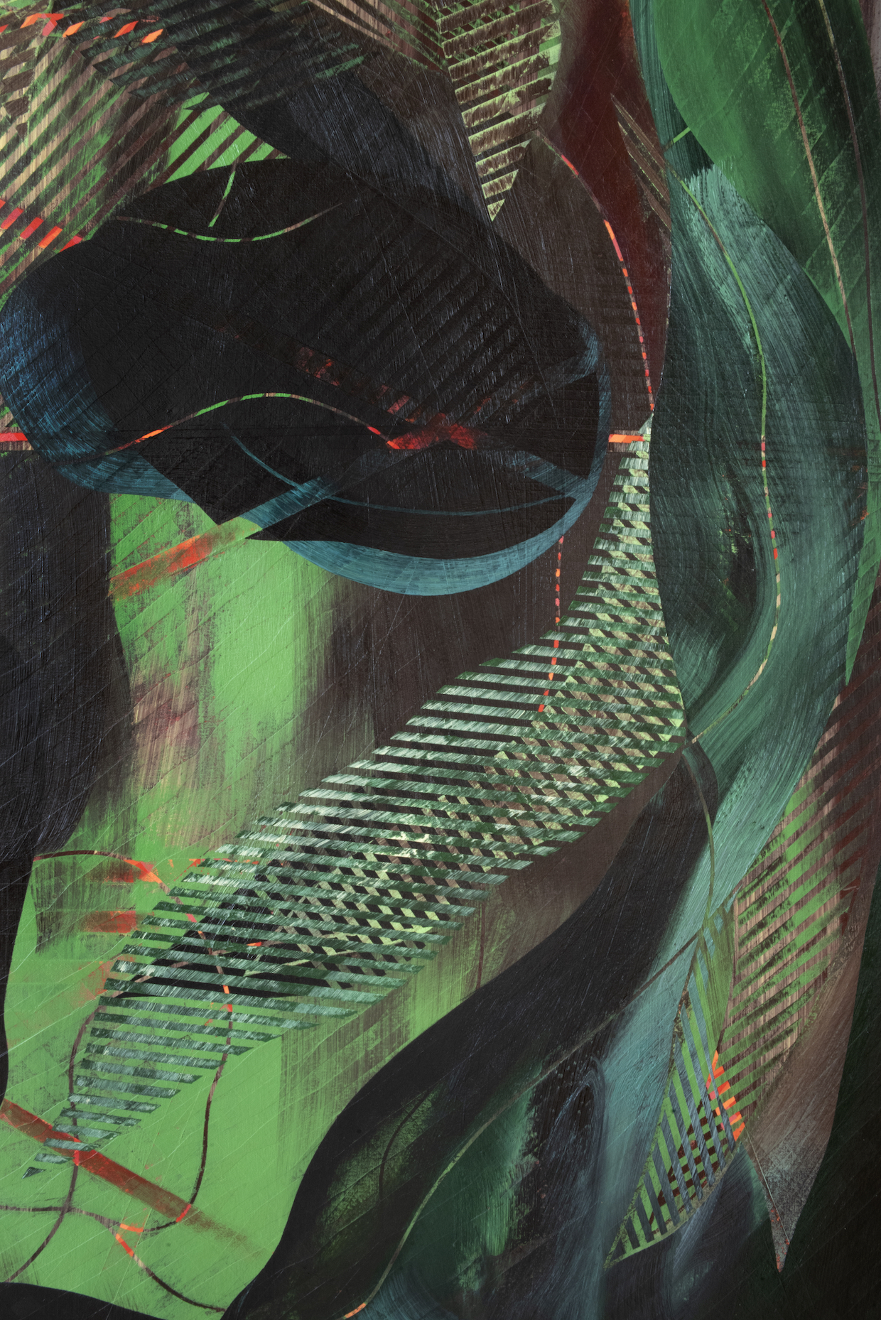  Kim Benson, detail: Night Kiss, 2018, 77 x 62", oil on canvas