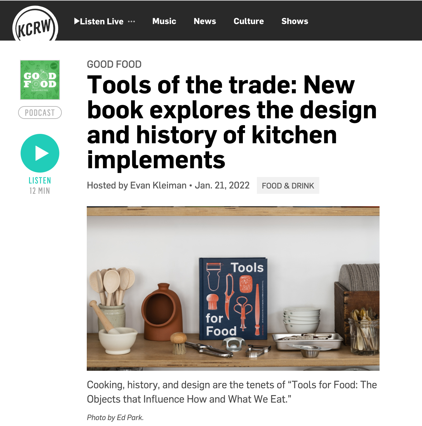 KCRW Good Food Programme (Radio interview)