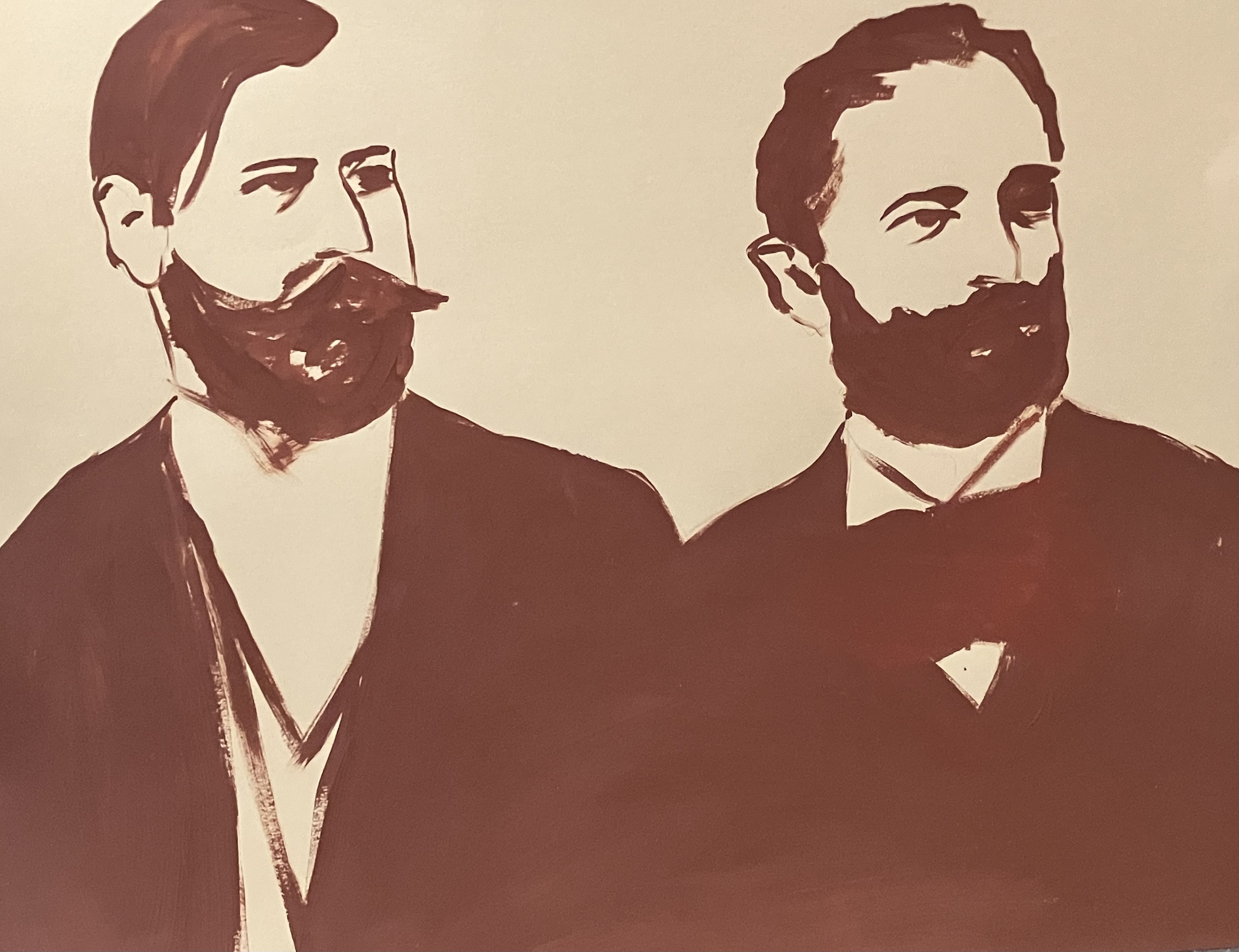 Freud and Fliess 1983. Acrylic on Board 30X42"