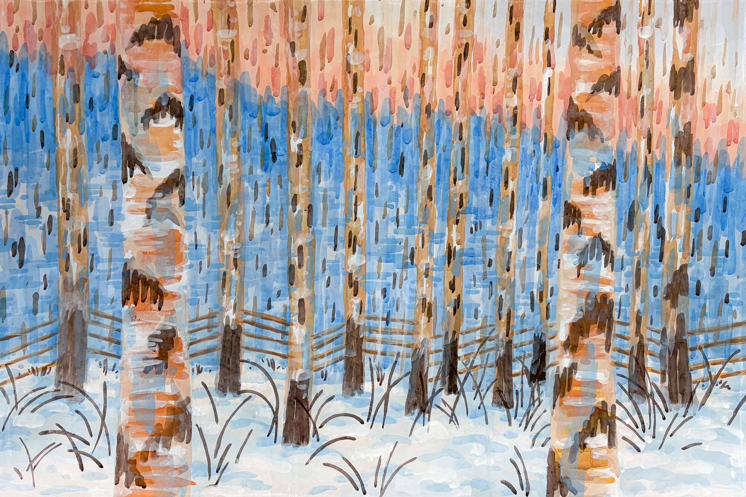 소한: 가장 추울 때 따뜻함을 알다, 2025, 순지에 채색, 60 x 90 cm