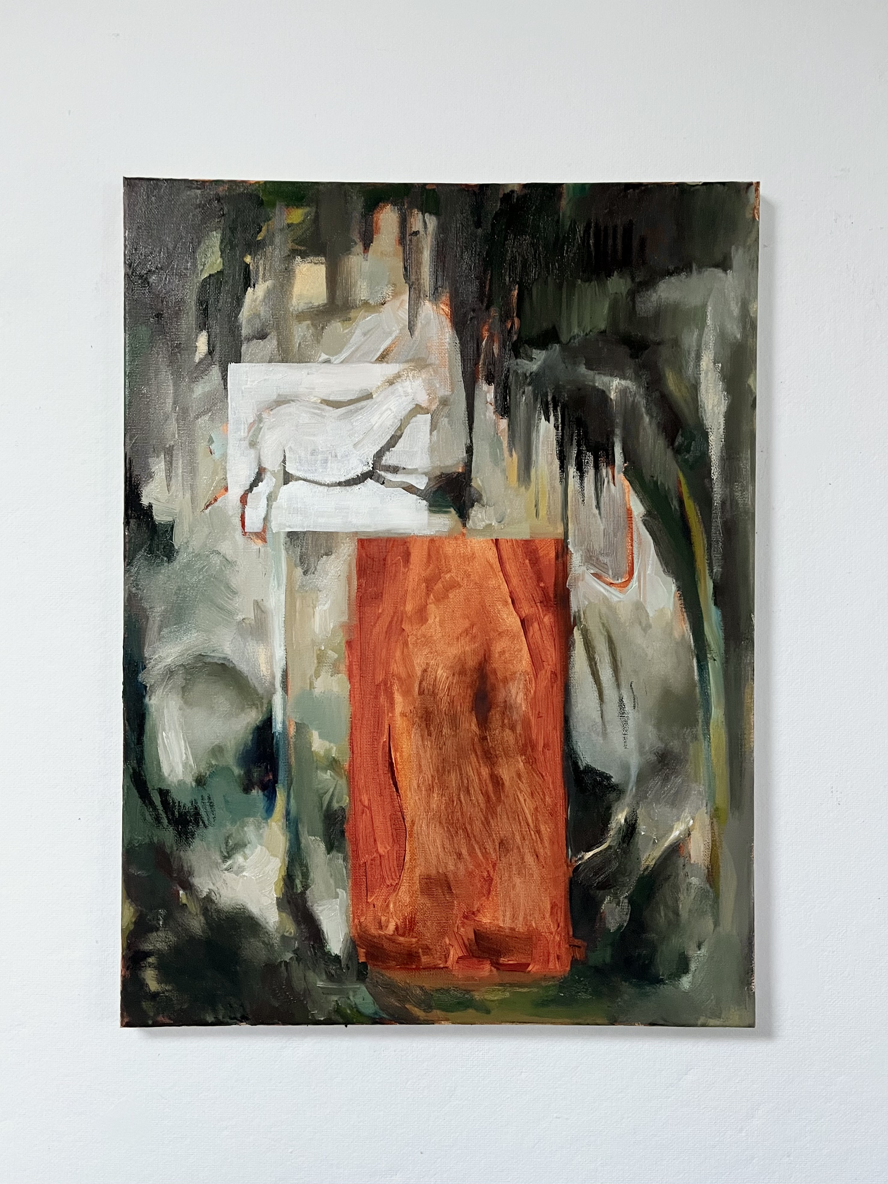 Daughter Minotaur (ghost in the machine), 2022. Oil and oil pastel on canvas.