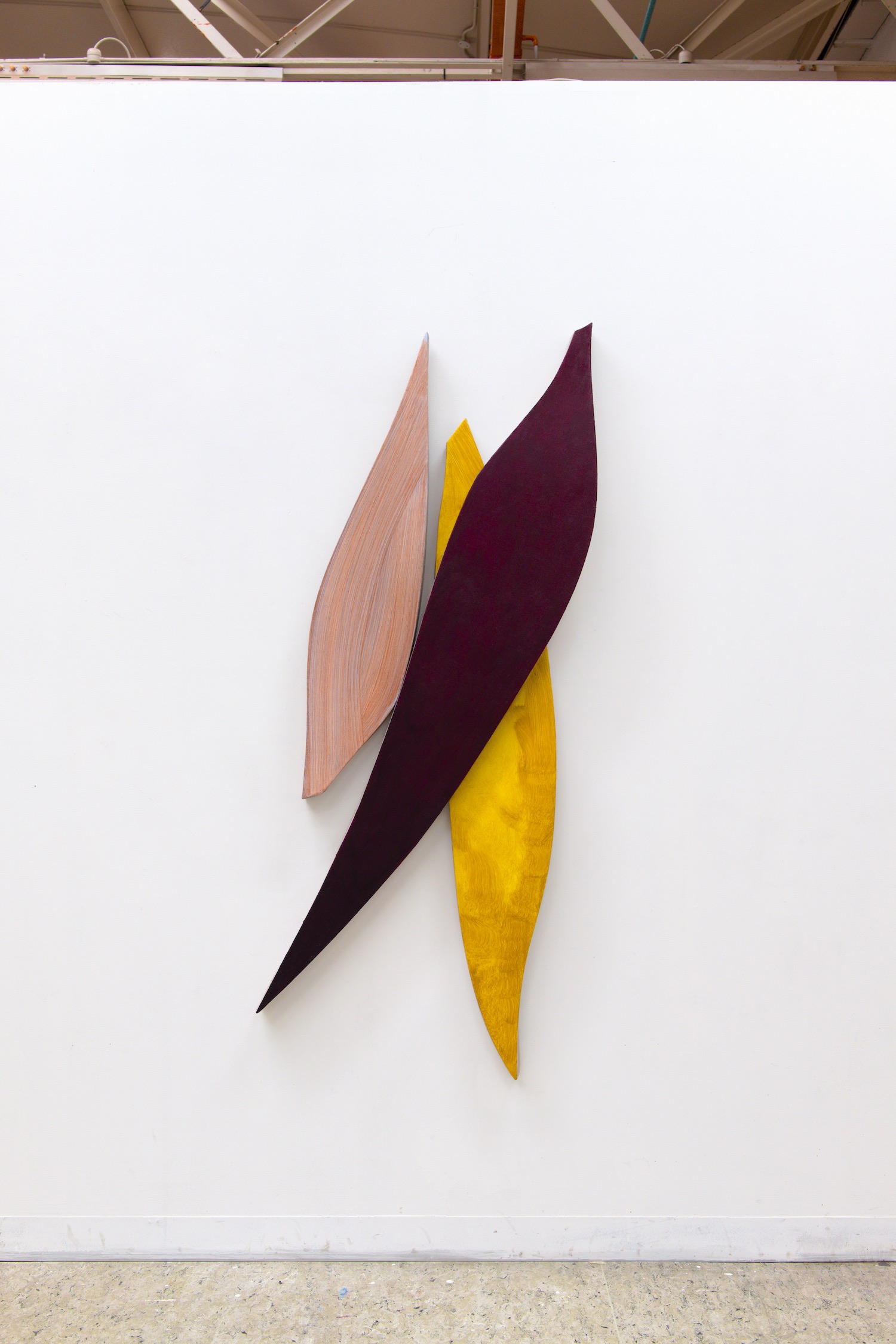 Eat, because you will be eaten. Oil, acrylic, gesso and linen on steam bent artist support. 174 x 85 x 10cm 2021