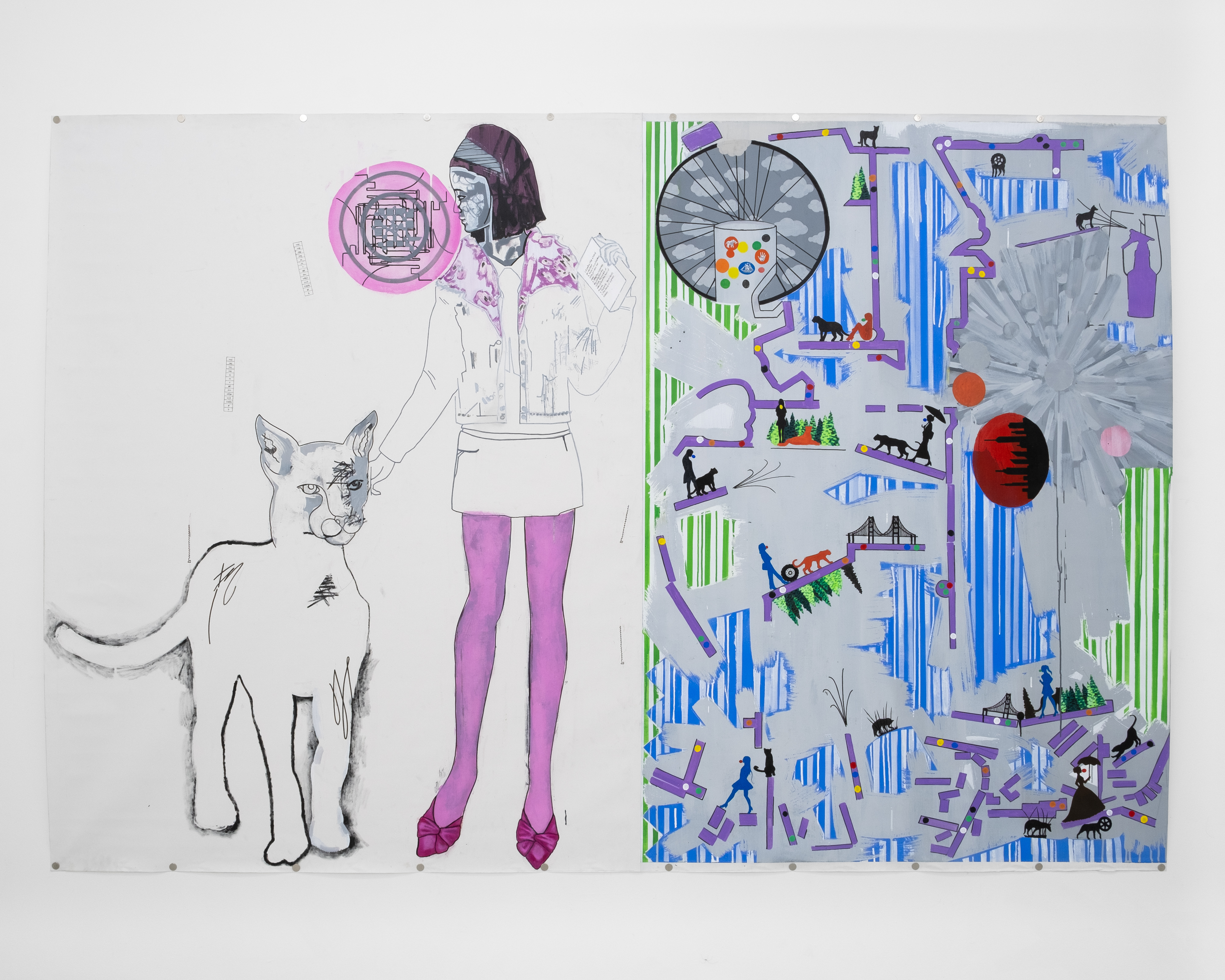 Cities and Signs, 2025; Acrylic on canvas; 72" x 106"