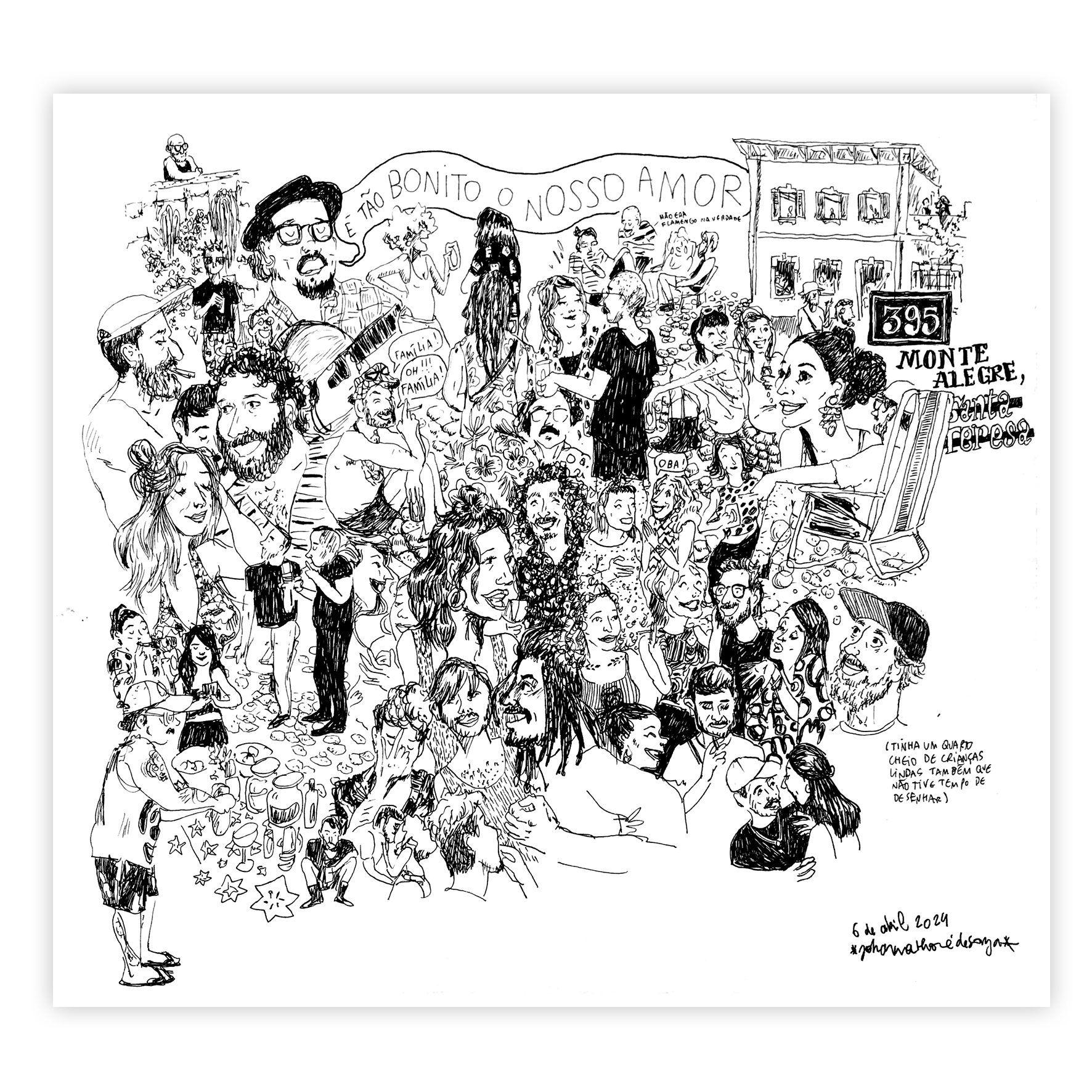 Desenho de festa de aniversário realizado ao vivo, RJ