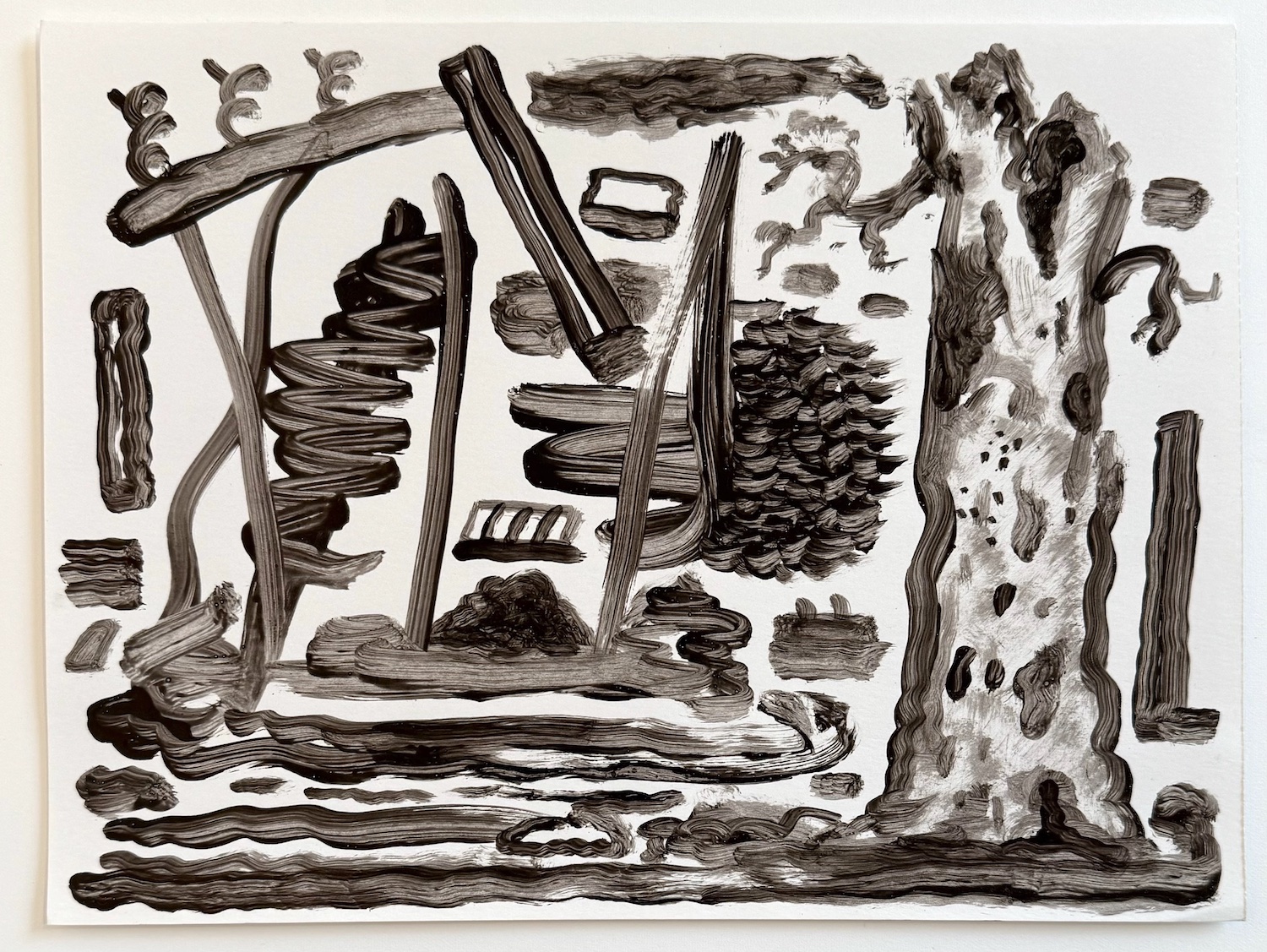 Location (Yard), 2024, Acrylic on paper, 9 x 12 in.