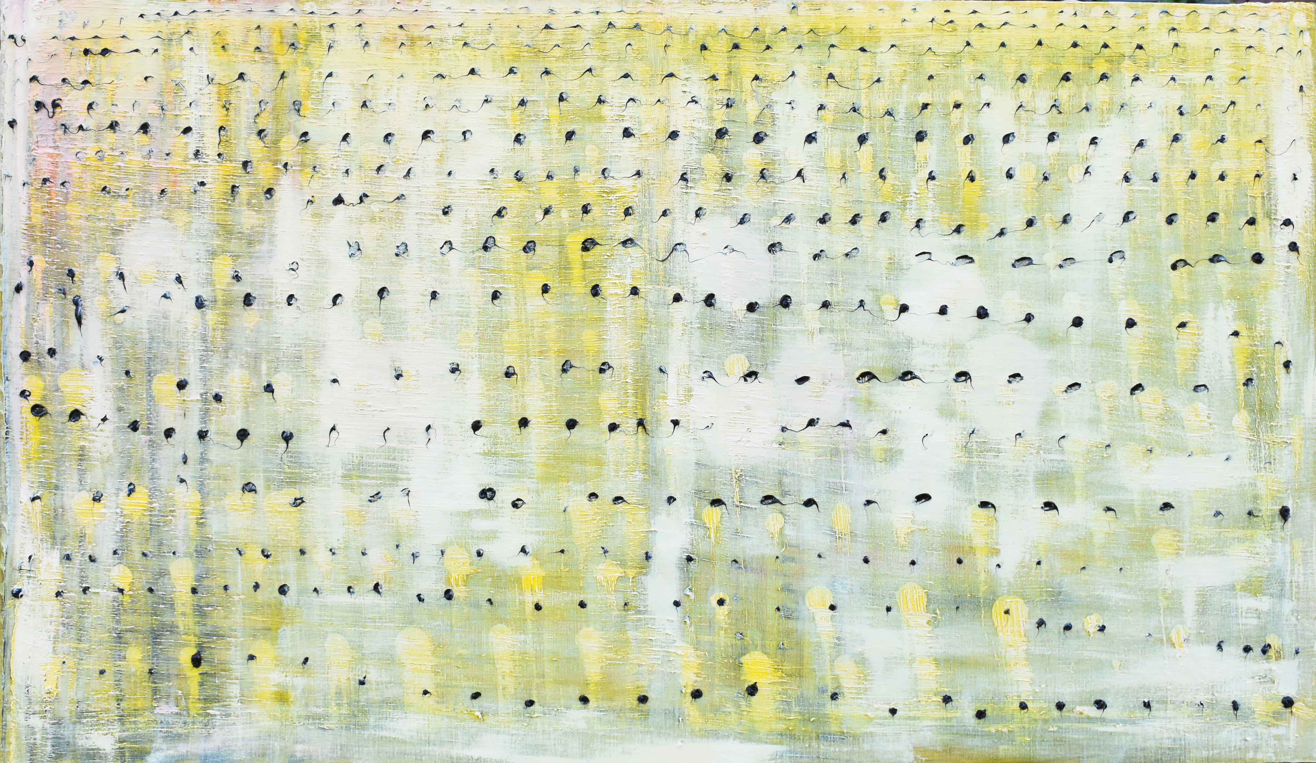 YELLOW DOTS OIL/LINEN. 80 X 140 CM