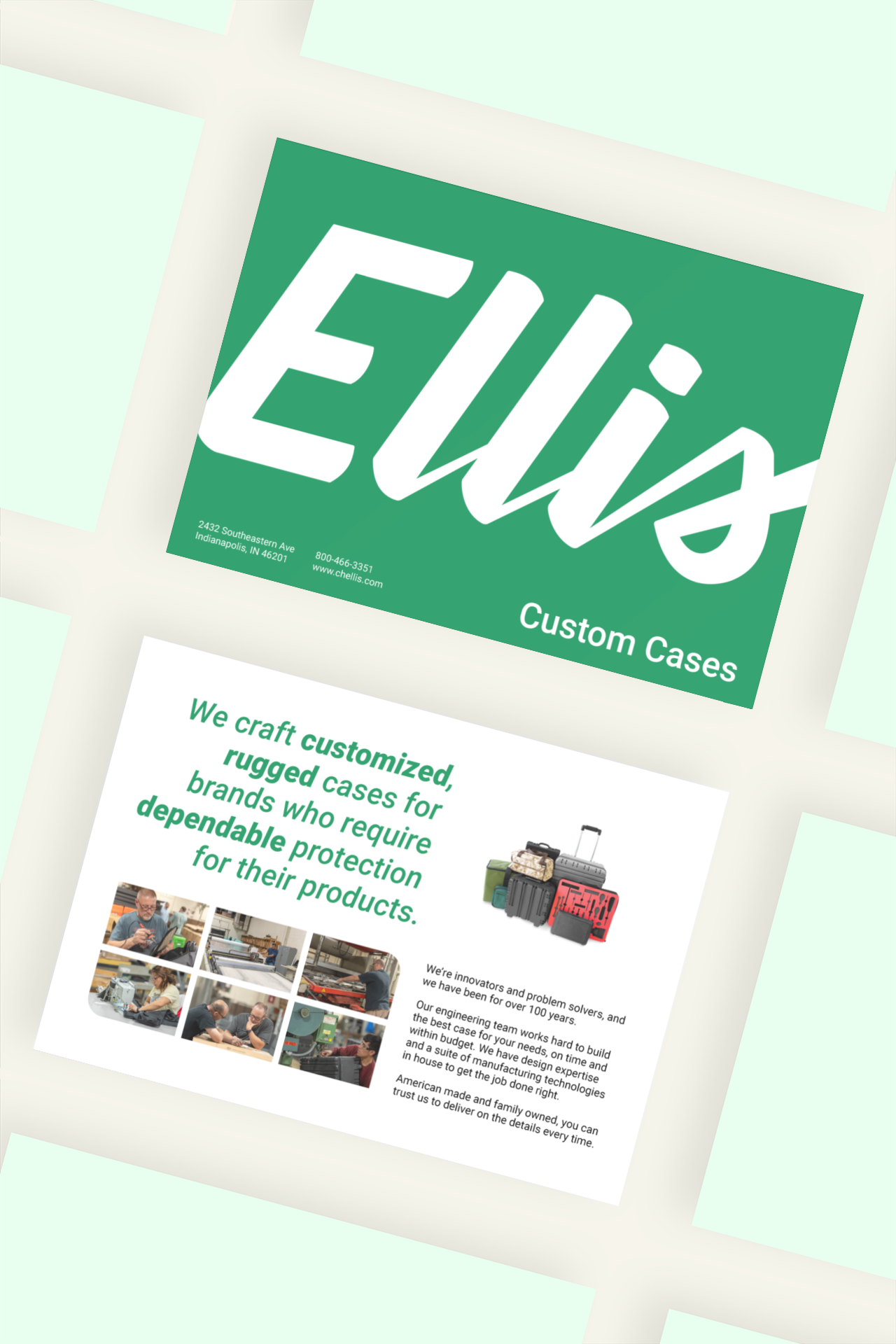 marketing collateral with the updated visual identity