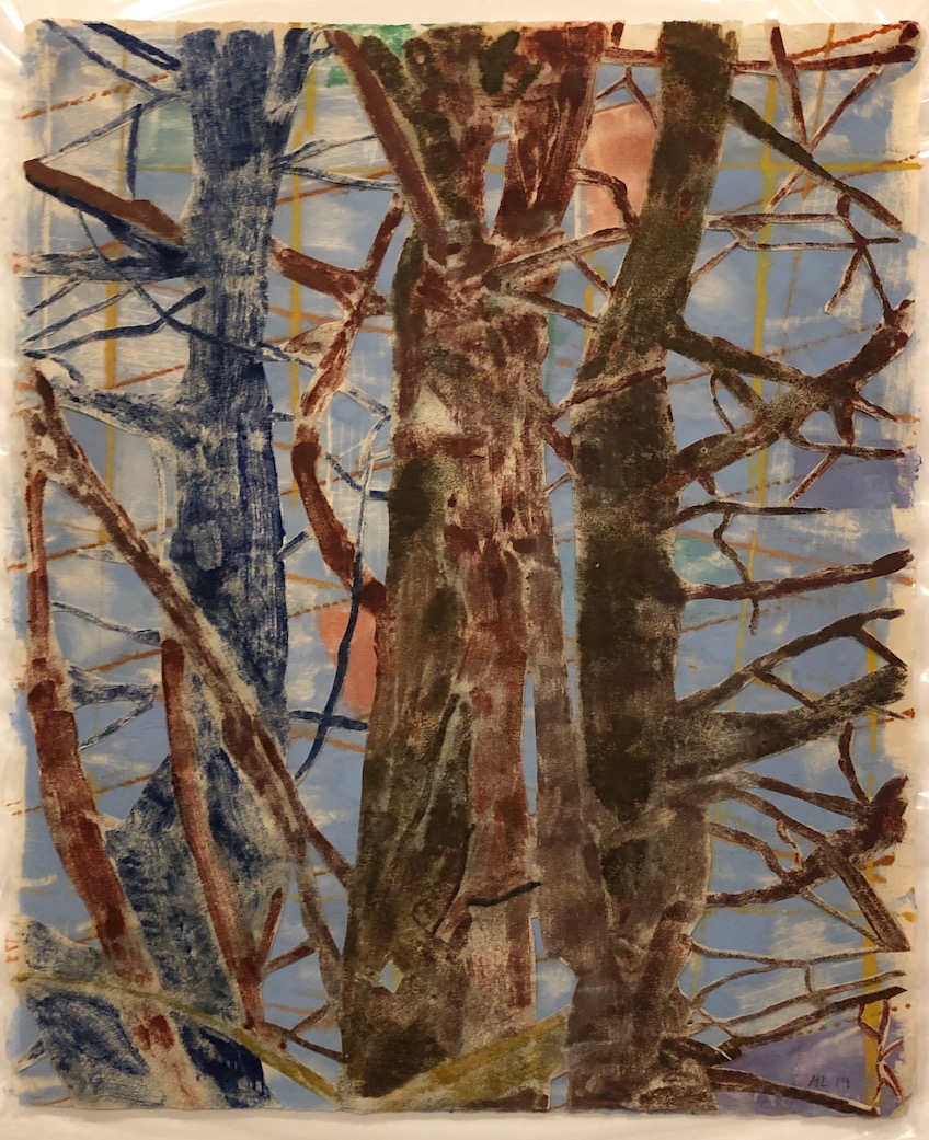 18 Mile. 2019. cut & layered encaustic monotypes. 20 1/2" X 17"