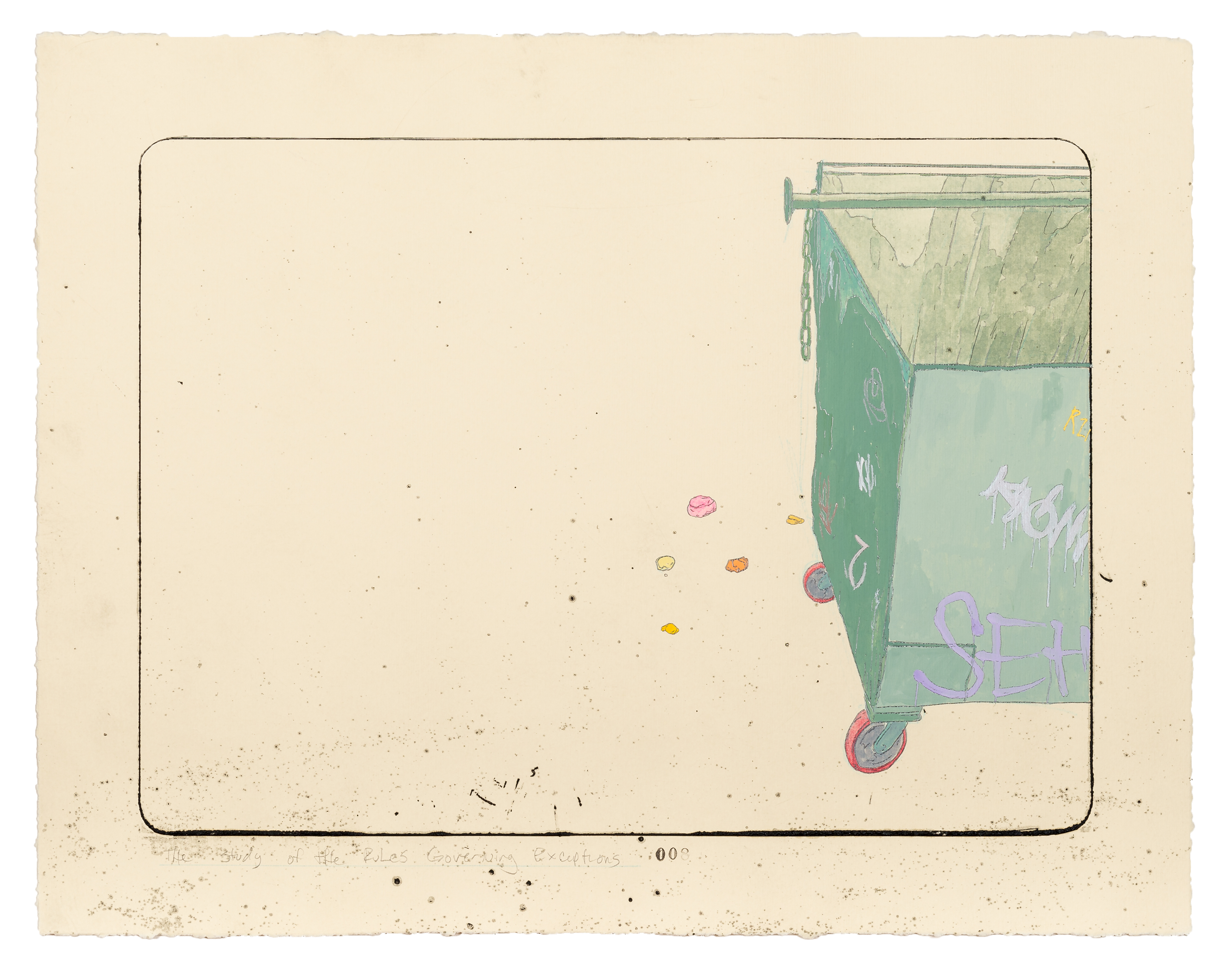 The Study of the Rules Governing Exceptions 008, etching with graphite, gouache on paper, 18 x 24