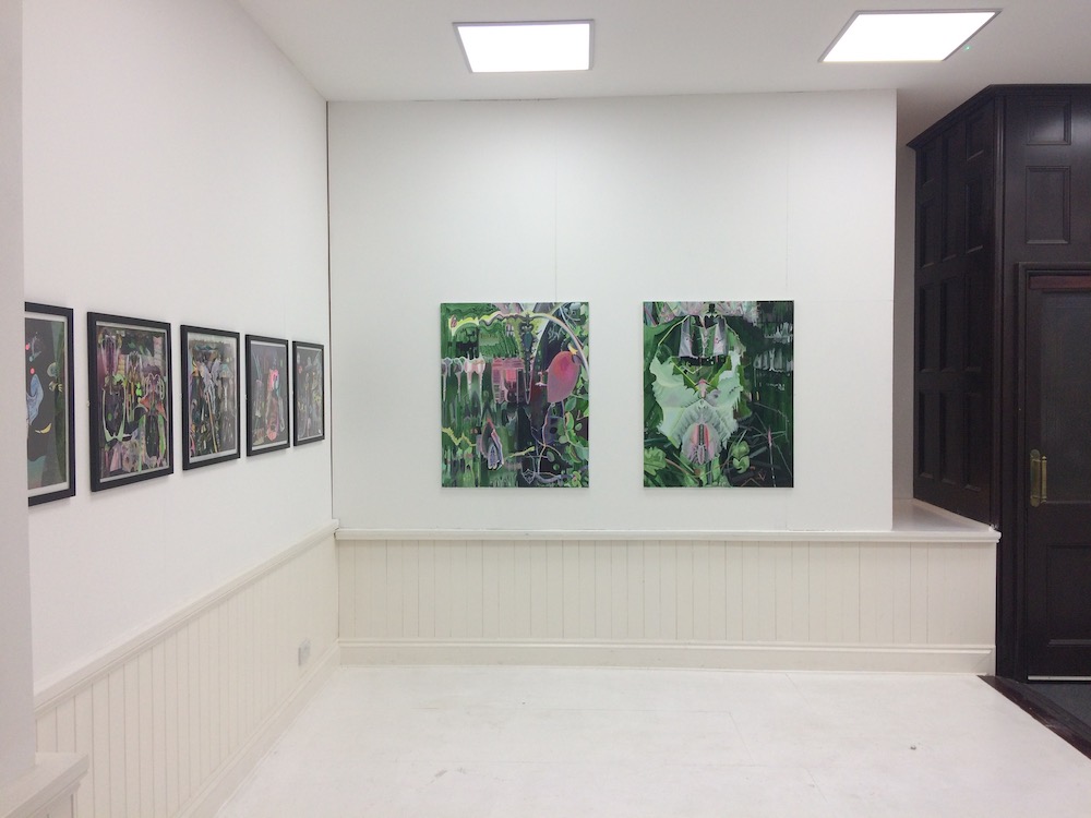 Installation view; Asiya Clarke, ‘Cosmic Sign / Die Before You Die’ (2008), STOREFRONT, Luton, UK. Credit: Departure Lounge Luton.