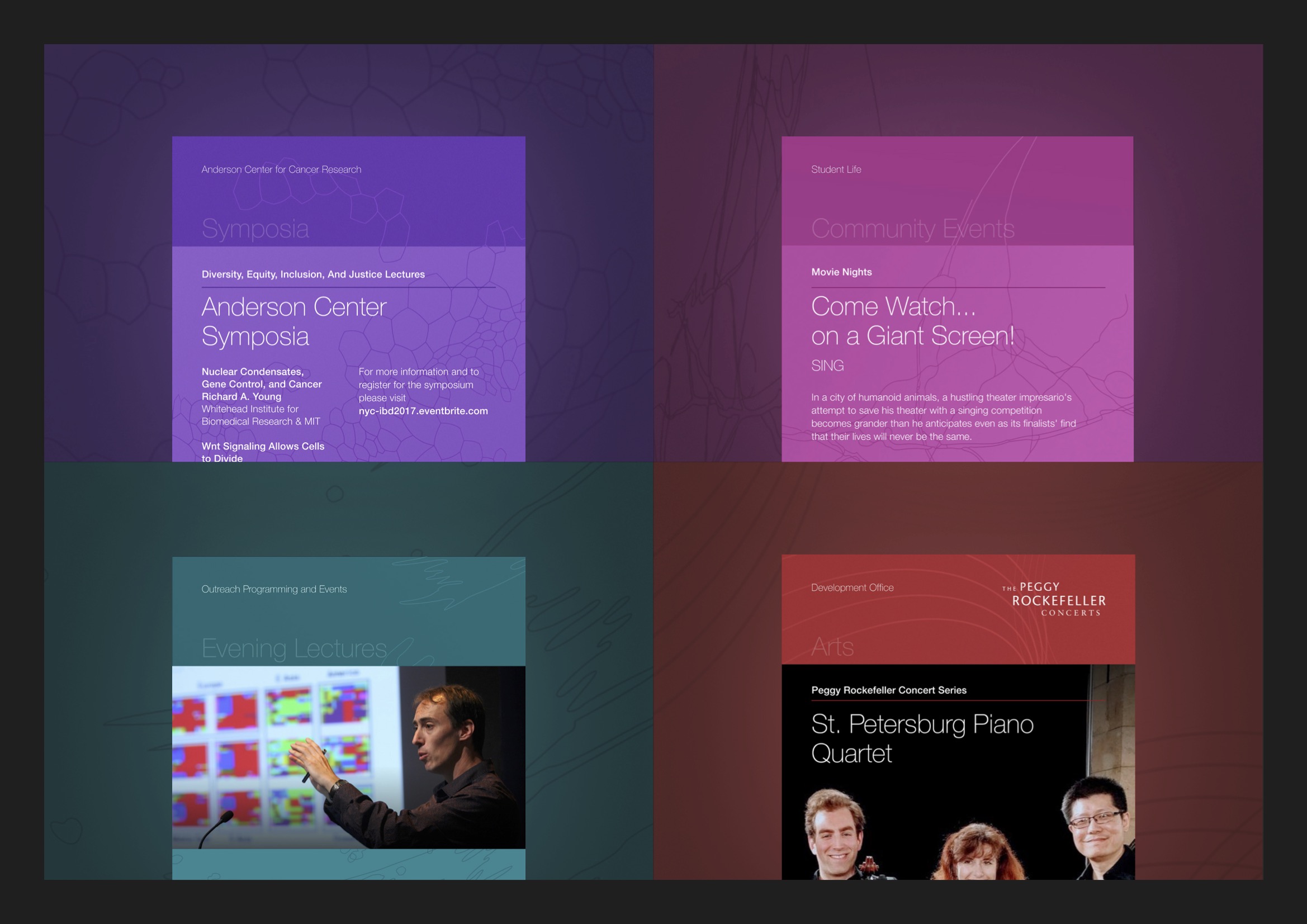 A unique colour and visual were selected for each categorised event.