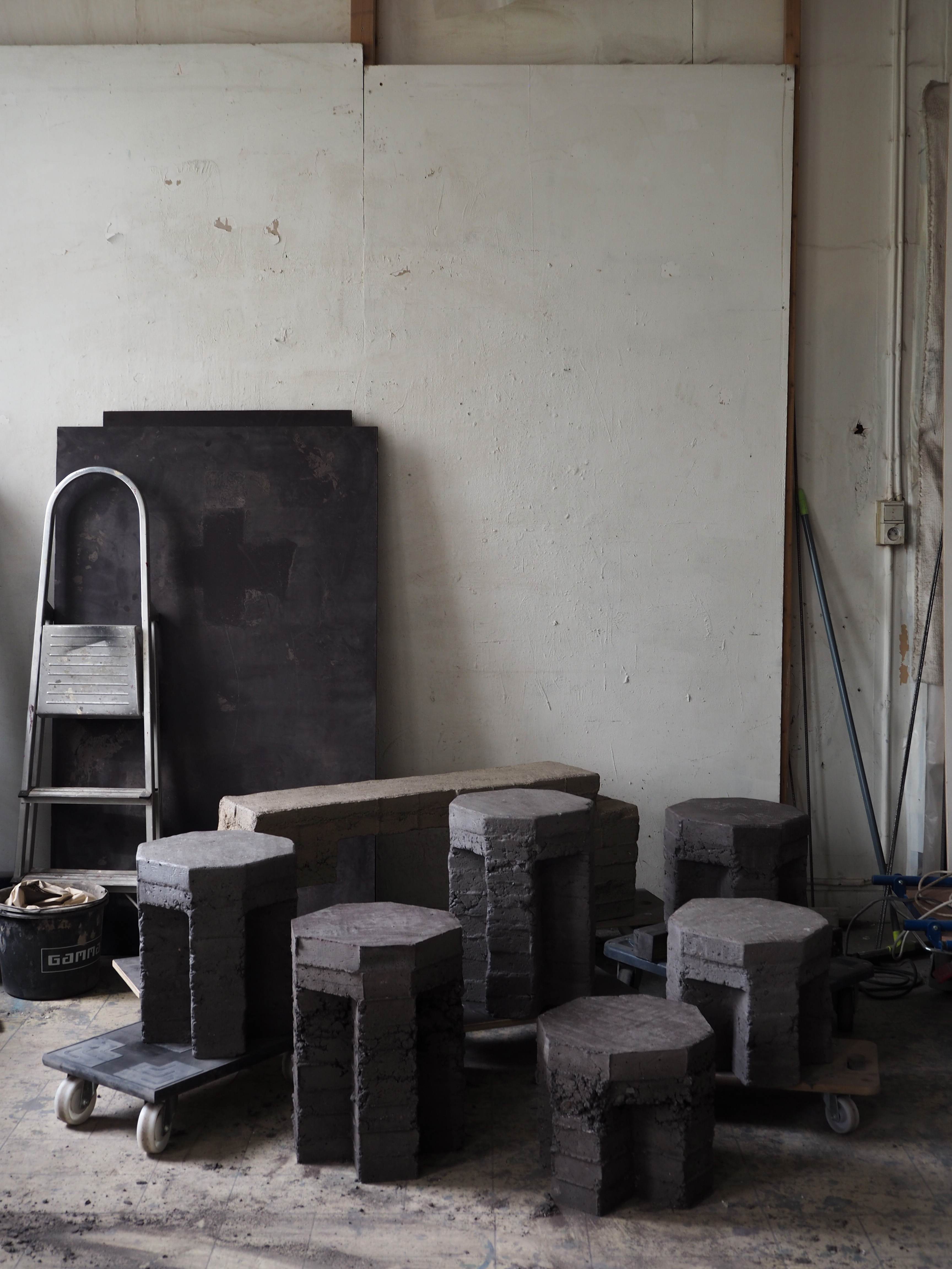 Brick Cast collection in Bram Vanderbeke's atelier, 2021