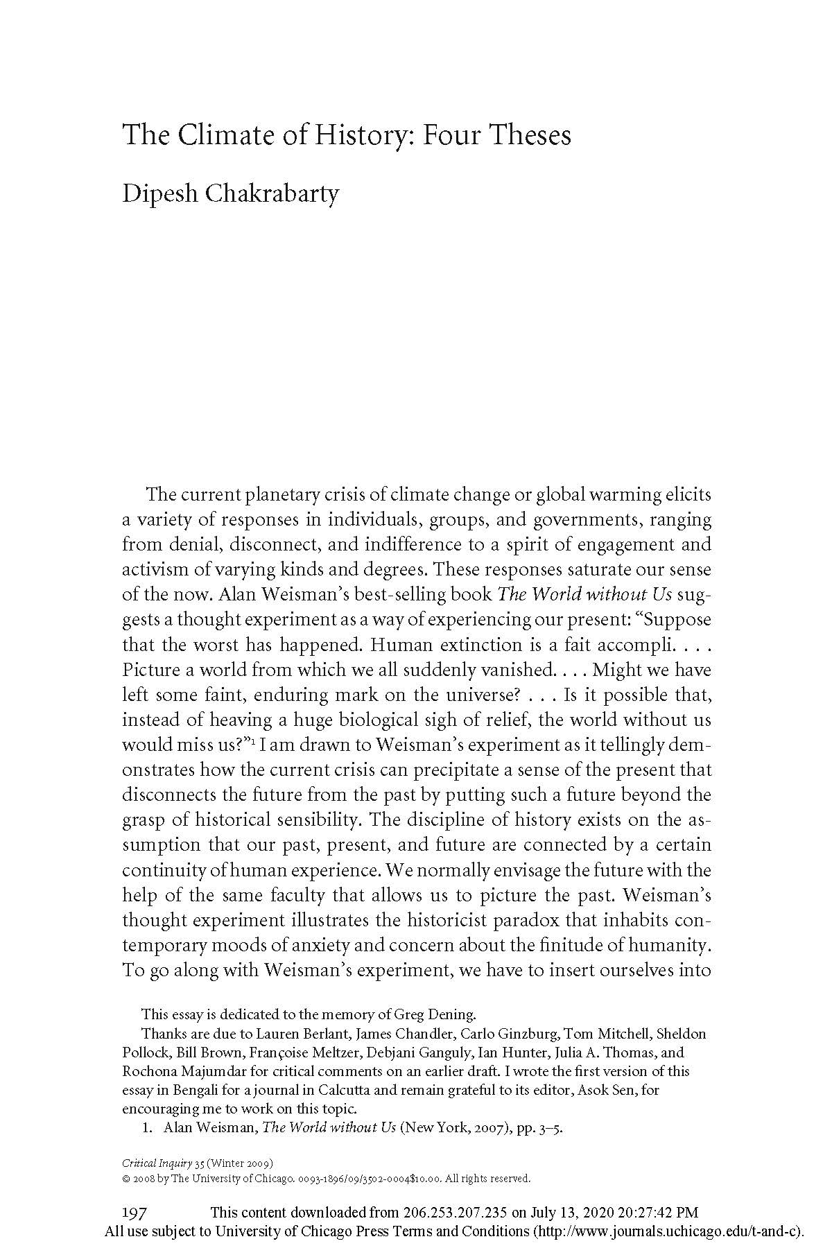 In the Climate of History: Four Theses | Dipesh Chakrabarty [canvas]