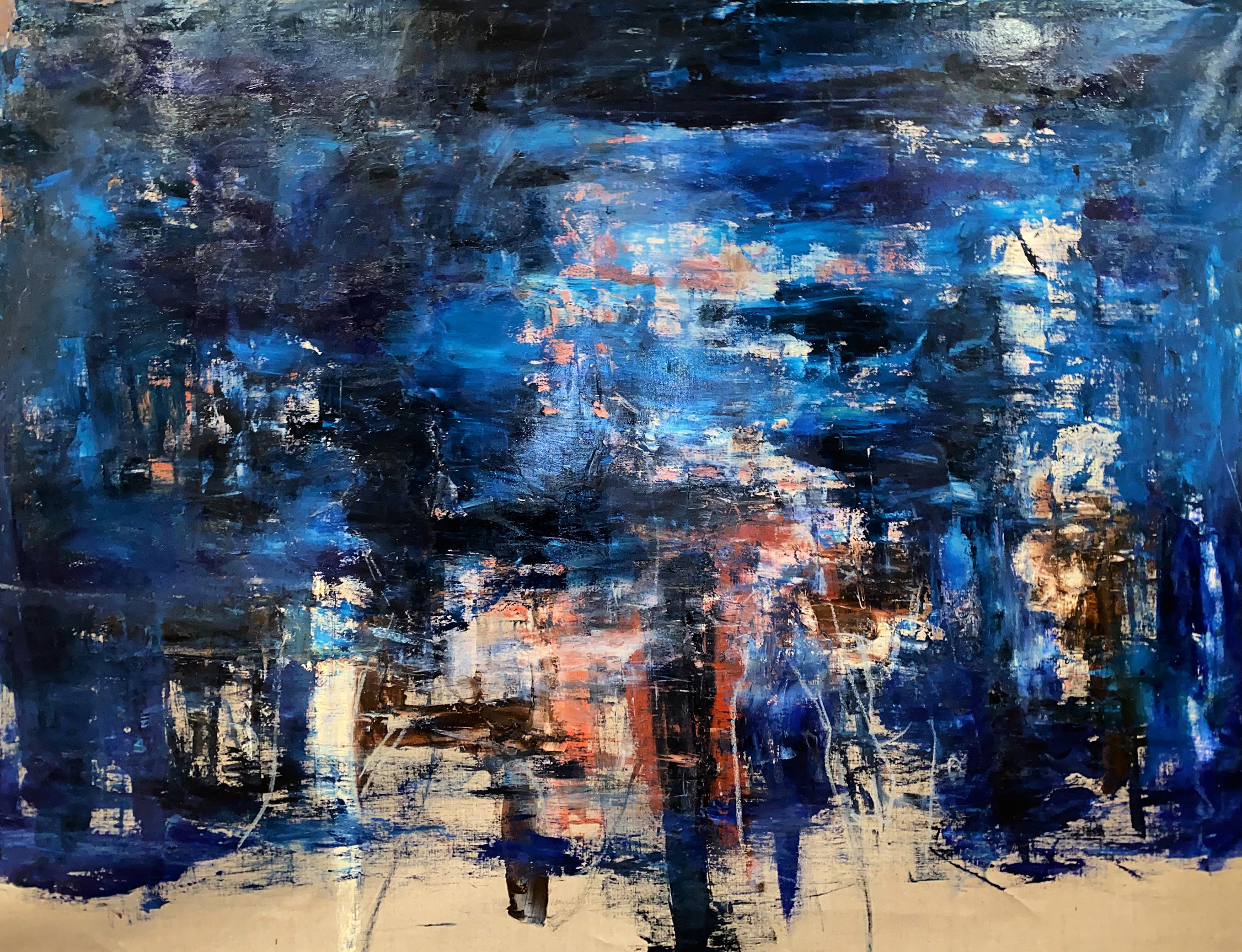 21. The sea 2021, oil on canvas 76 x 80' inches