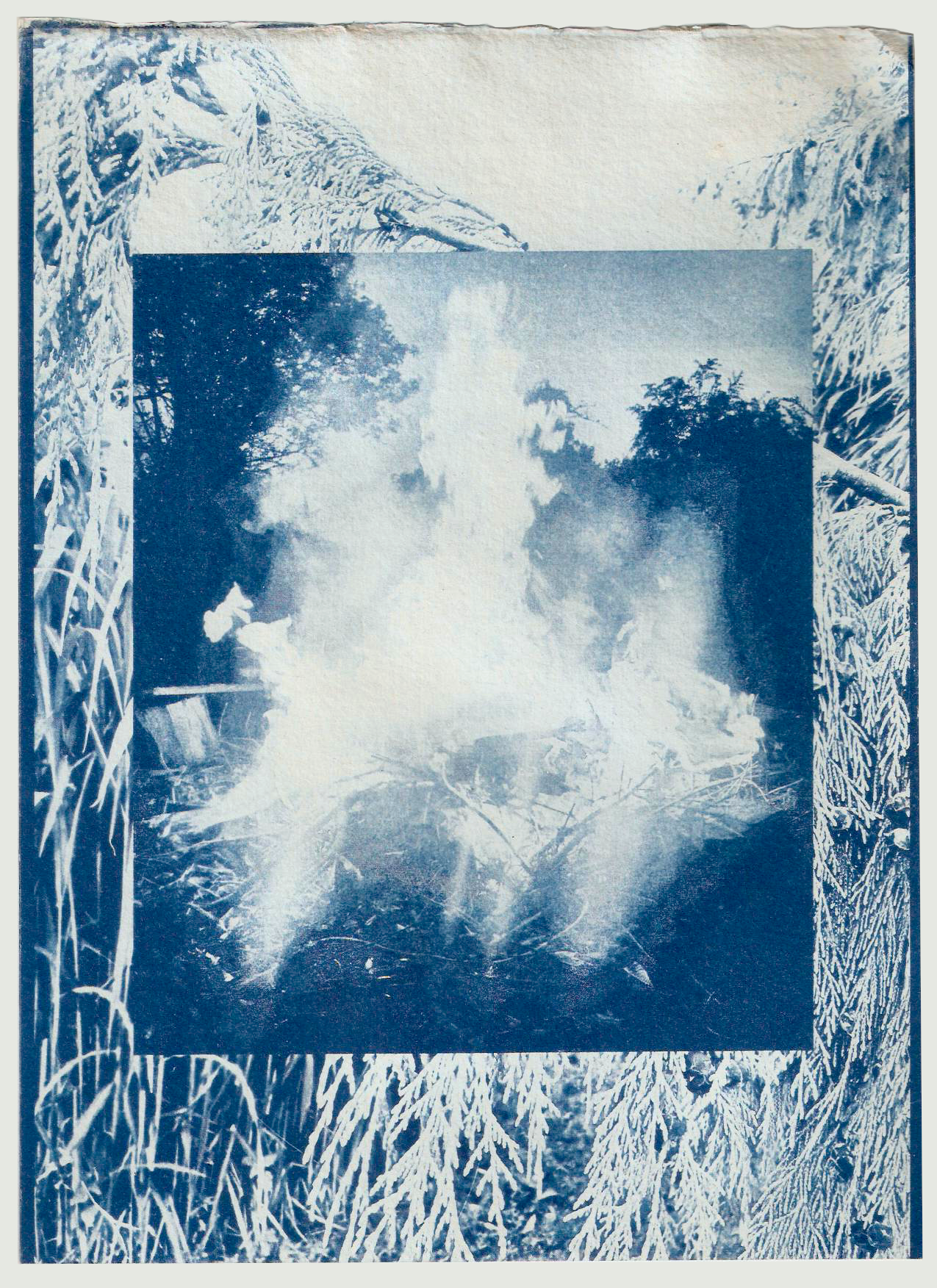 &lsquo;Burn&rsquo;,  cyanotype on recycled cotton rag paper, 320 gsm, 21 x 28.5 cm
