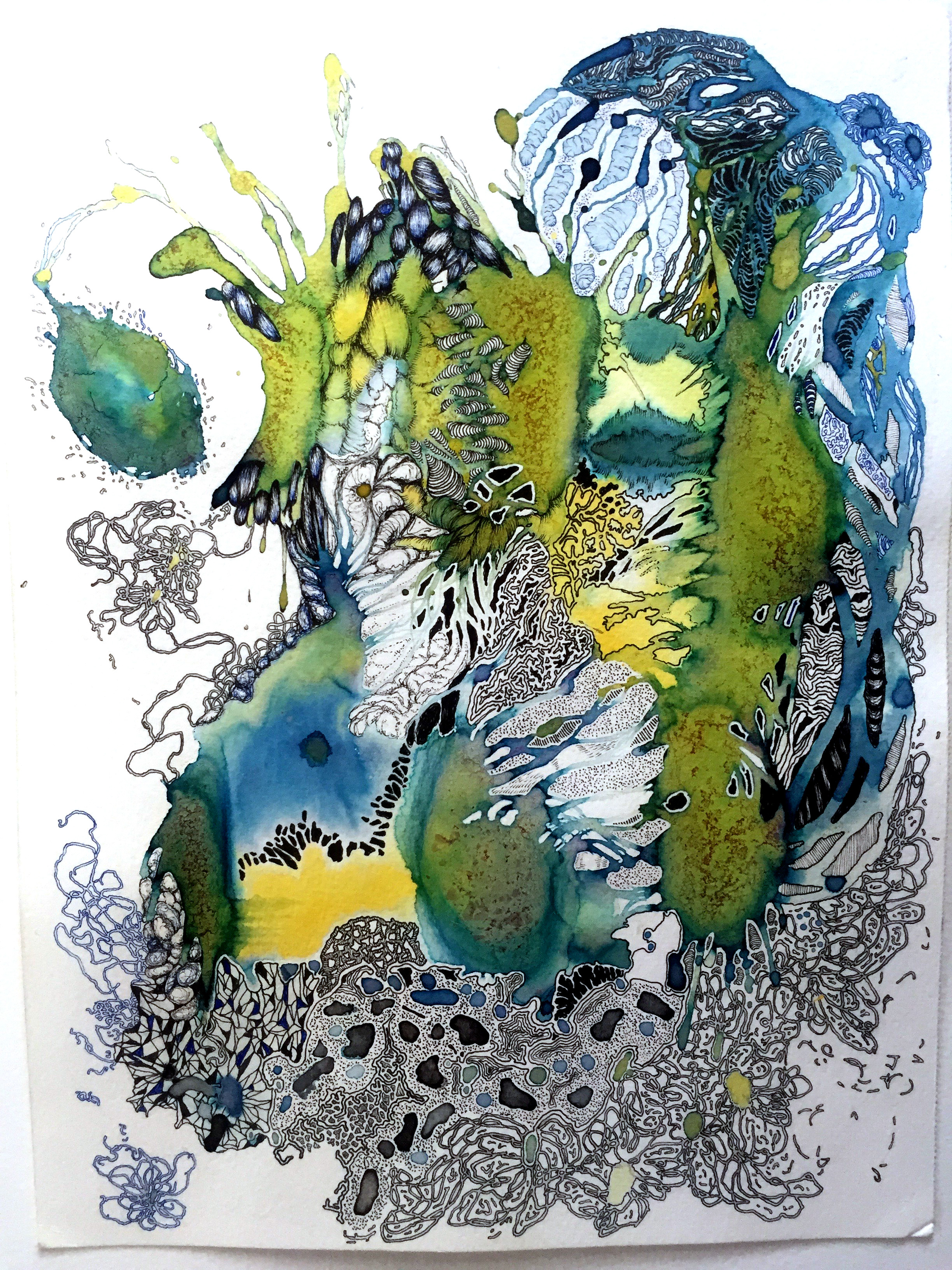 The Vehement Series 17 2017 Mixed Media on Paper 12"x9"/30x23cm