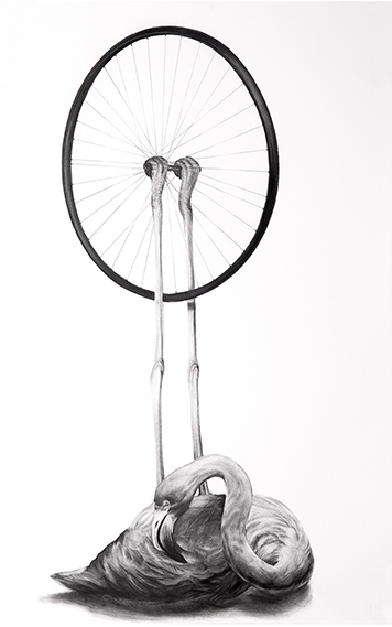 Rhetorical Weapon, 2018. Charcoal on paper, 40 x 26 inches.