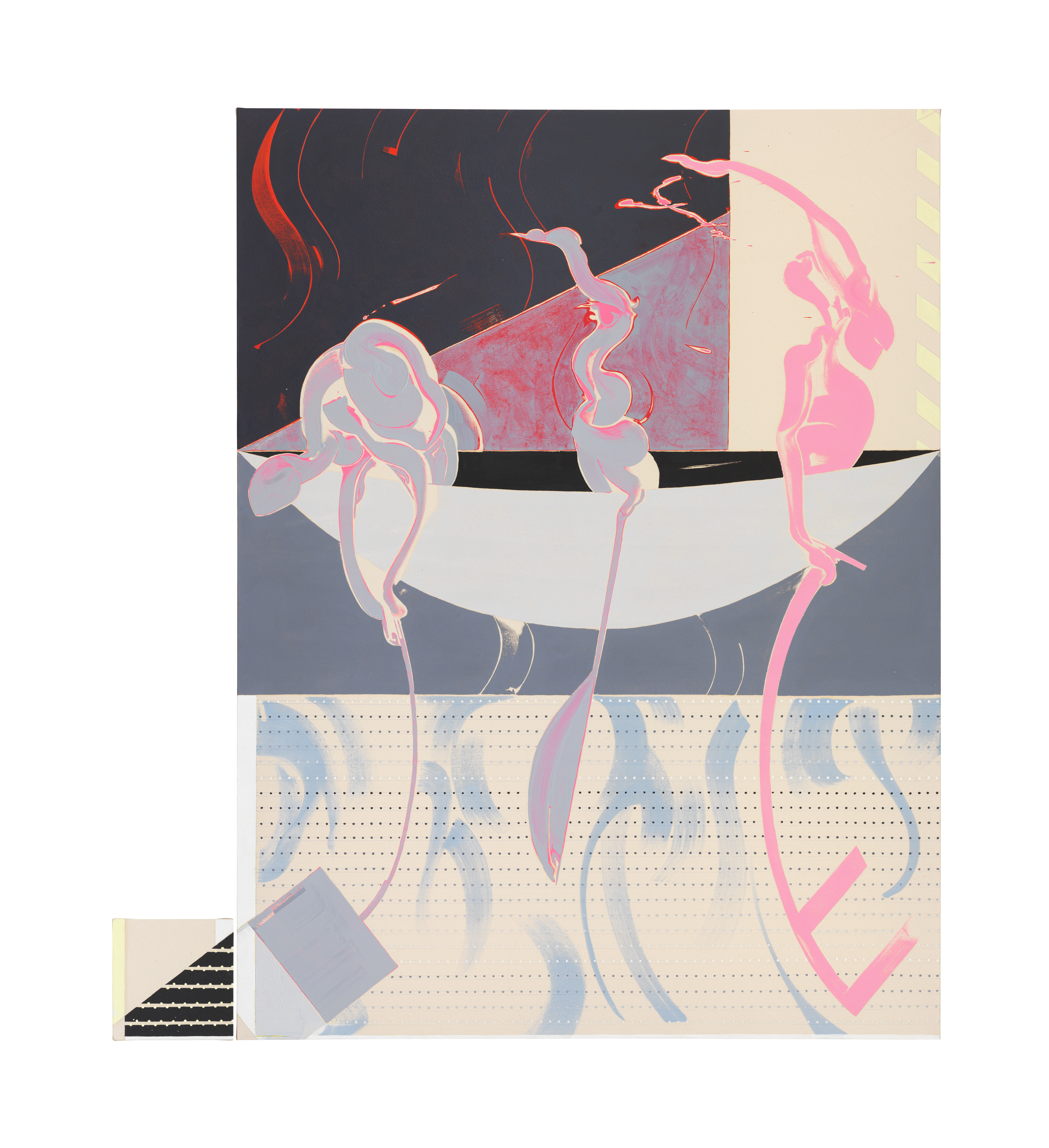 sosFound::subject_citizen:CALCUCONDUCTOR_> treasure_rowers, 2016,  oil on canvas, (20 x 20) + (152 x 115) cm