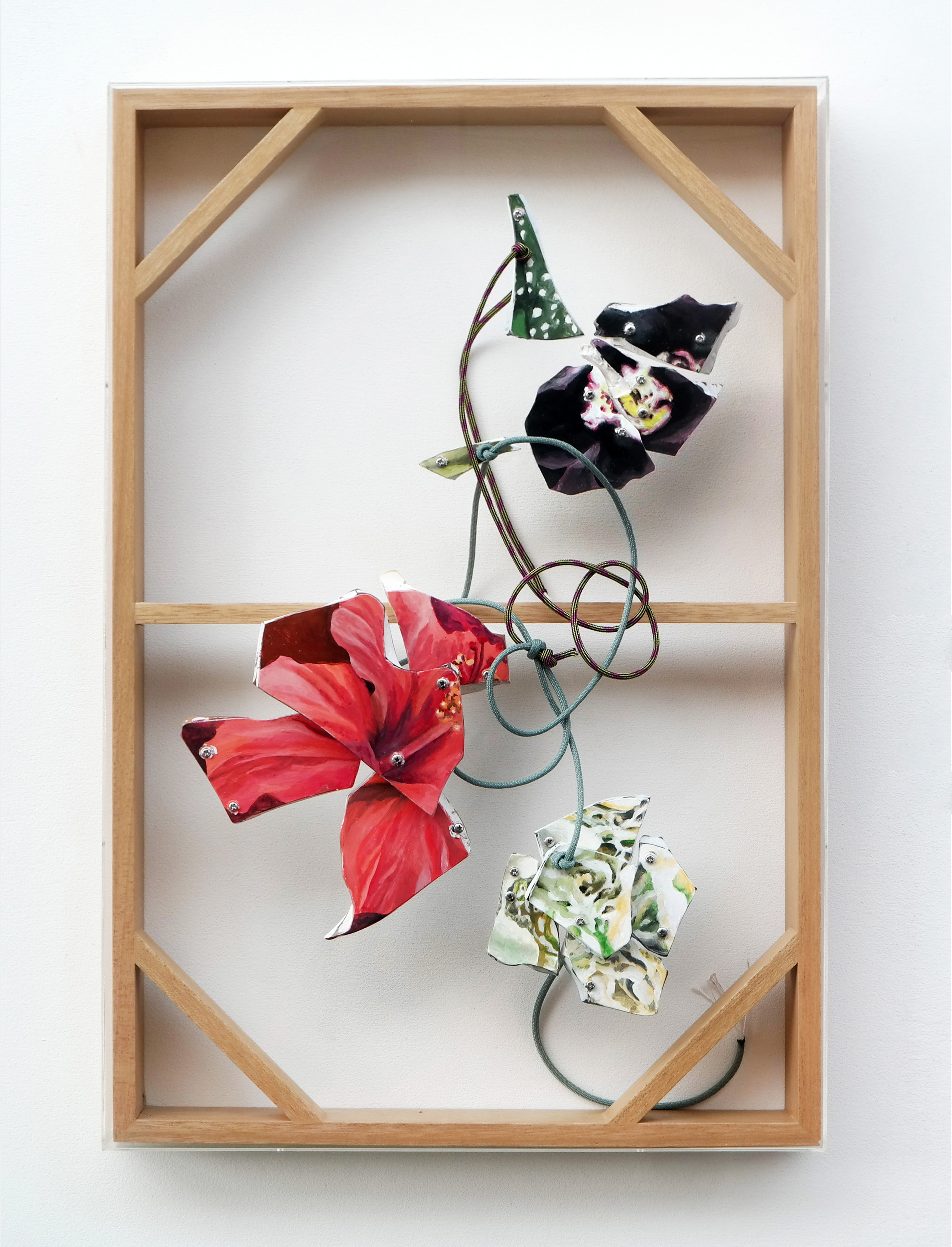 Saturday Construction #1 | Wood, acrylic, resin, cord & acrylic paint | 60 x 40 x 5 cm