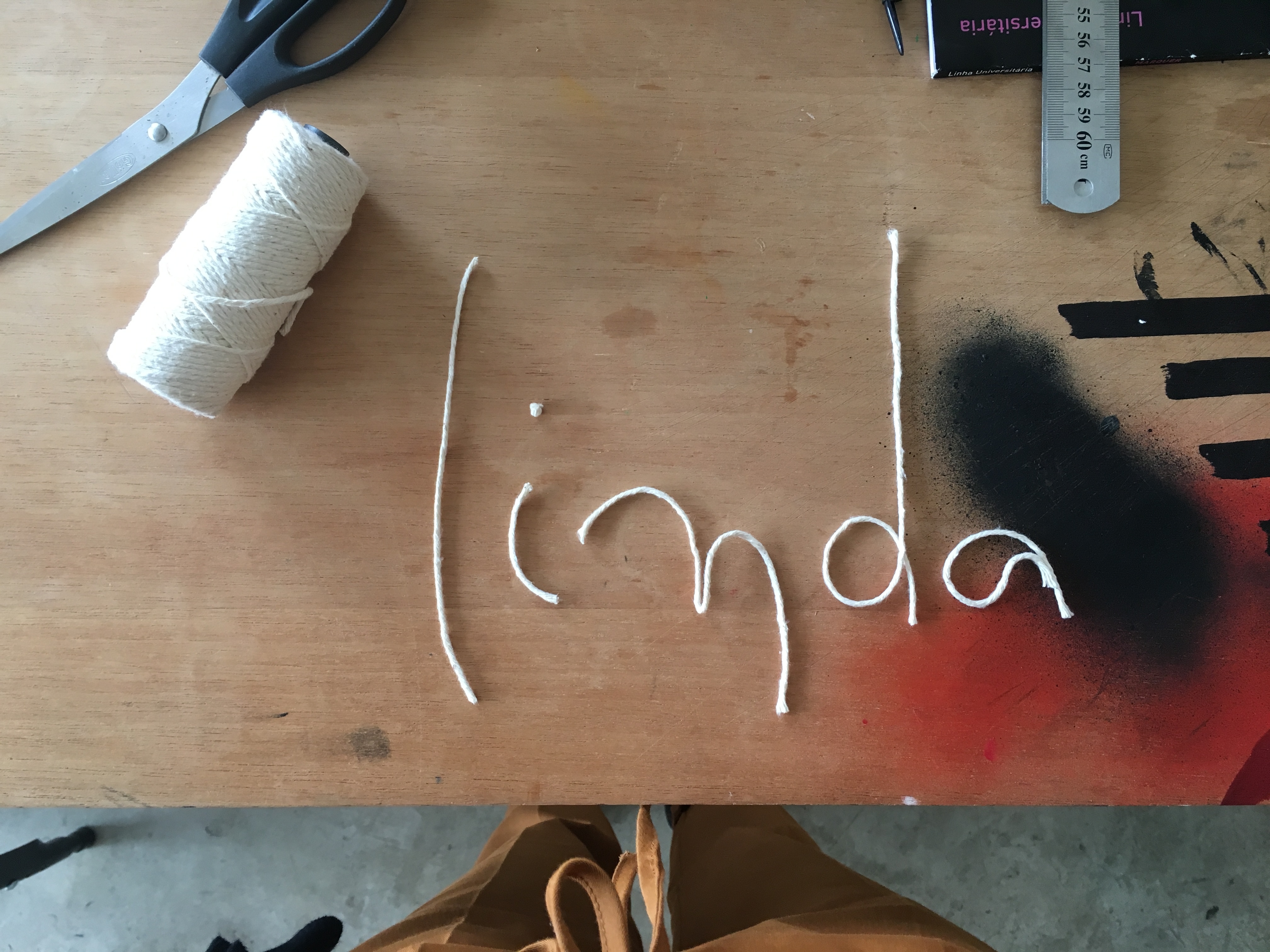 Fig.58. "linda" lettering experiment on rope.