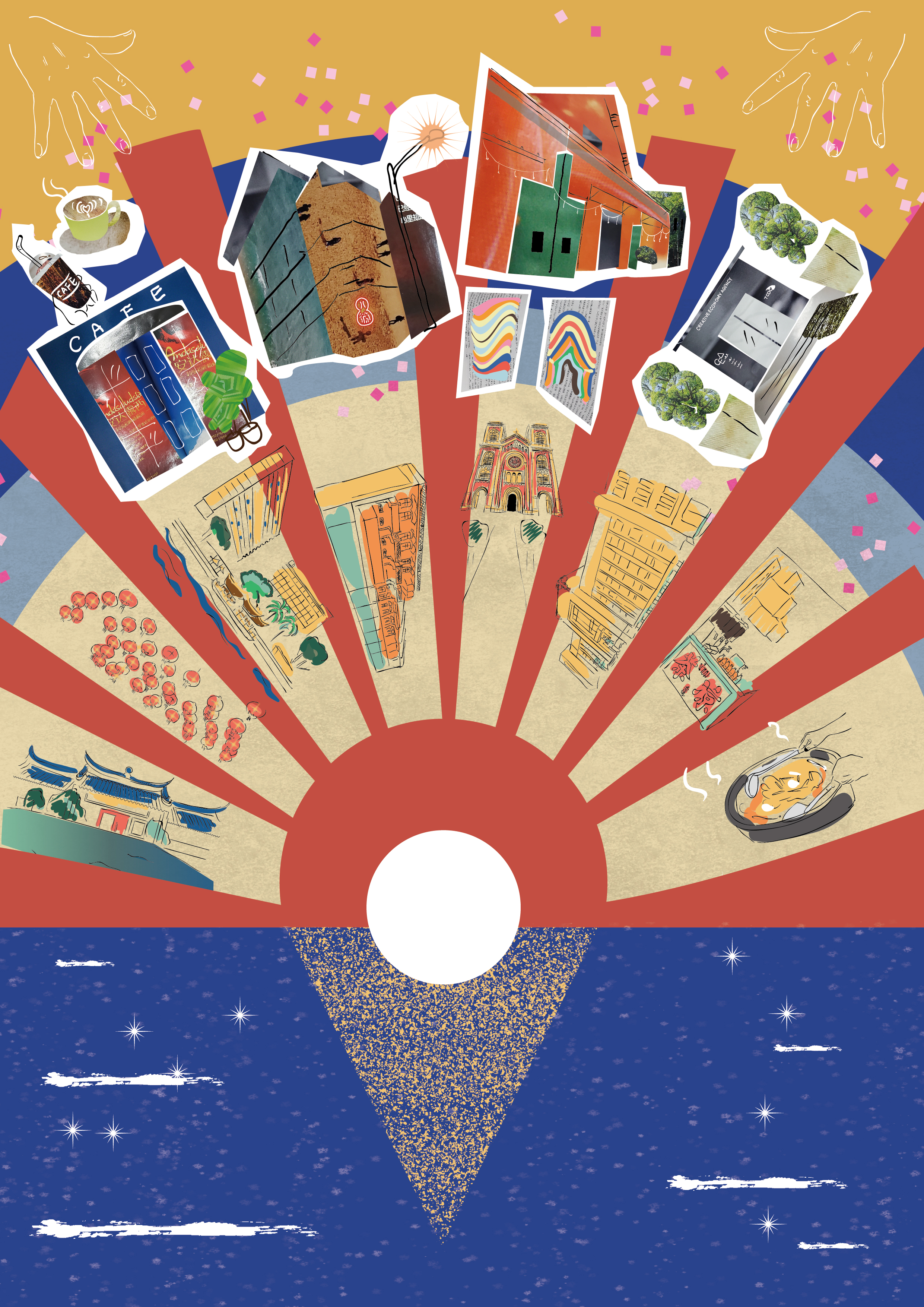 personal project-old magazine collages-reconstruction of old sites-New urban coordinates-this illustration was inspired by the article《Thai Creatives Breathe New Life Into Bangkok’s Oldest Neighborhoods》 from 《NY TIMES》