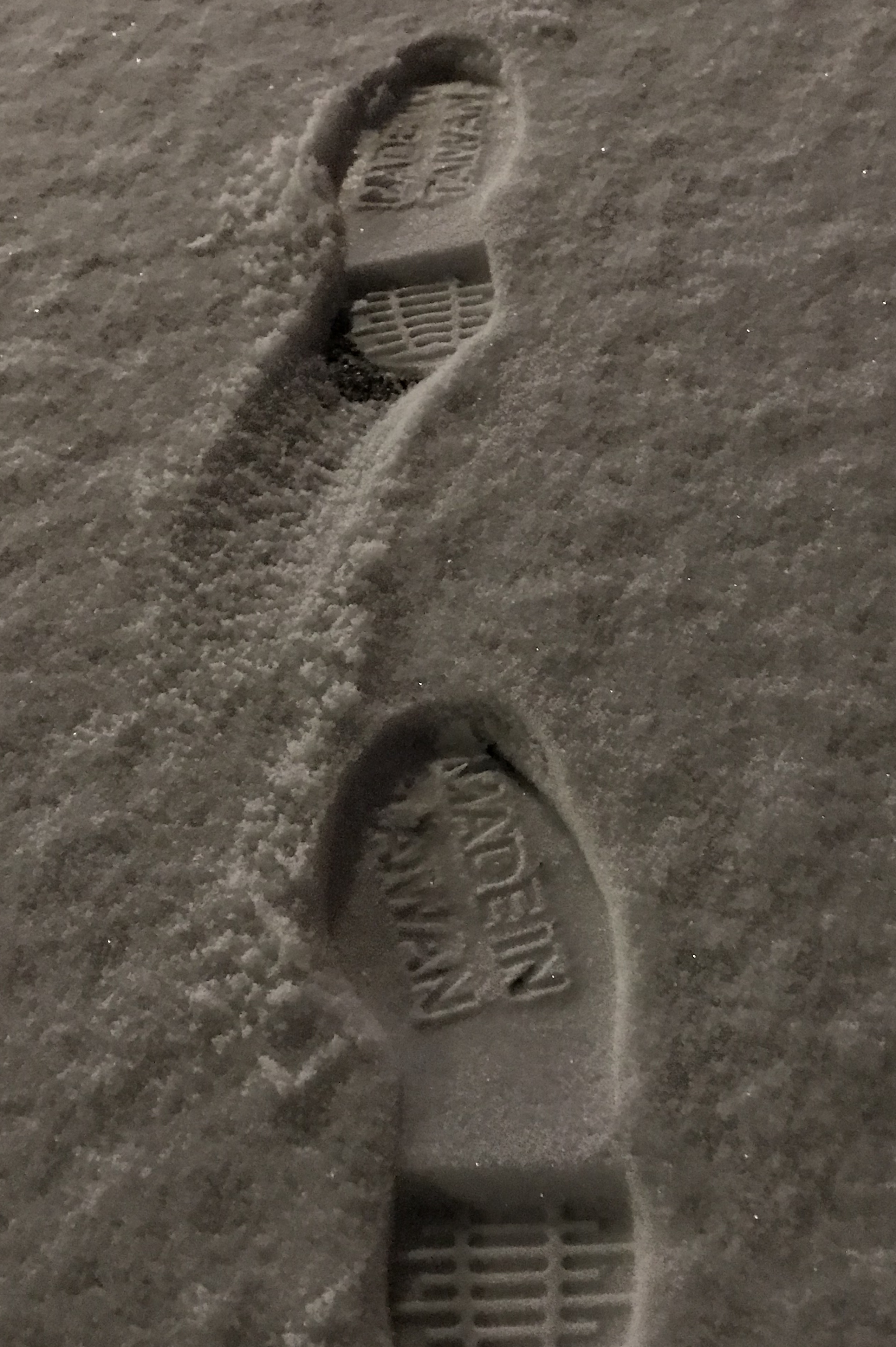 Boots on snow. Engelberg, Switzerland. December, 2019