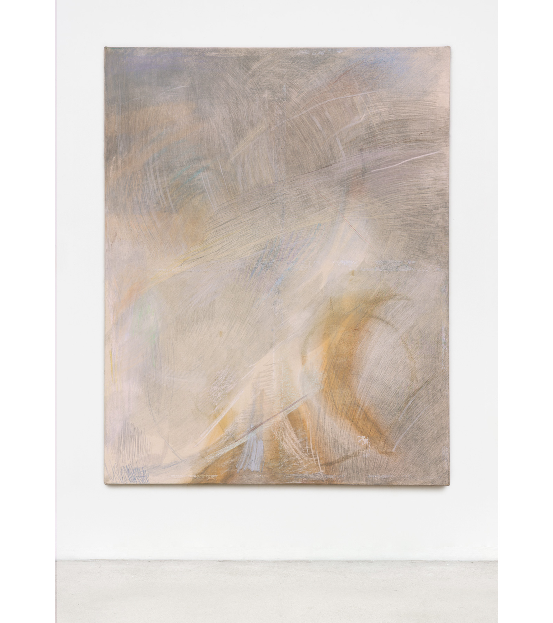 Ohne Titel, 2025,  Pastellkreide, &Ouml;l, Bluntstift auf Leinwand, 190 x 150 cm