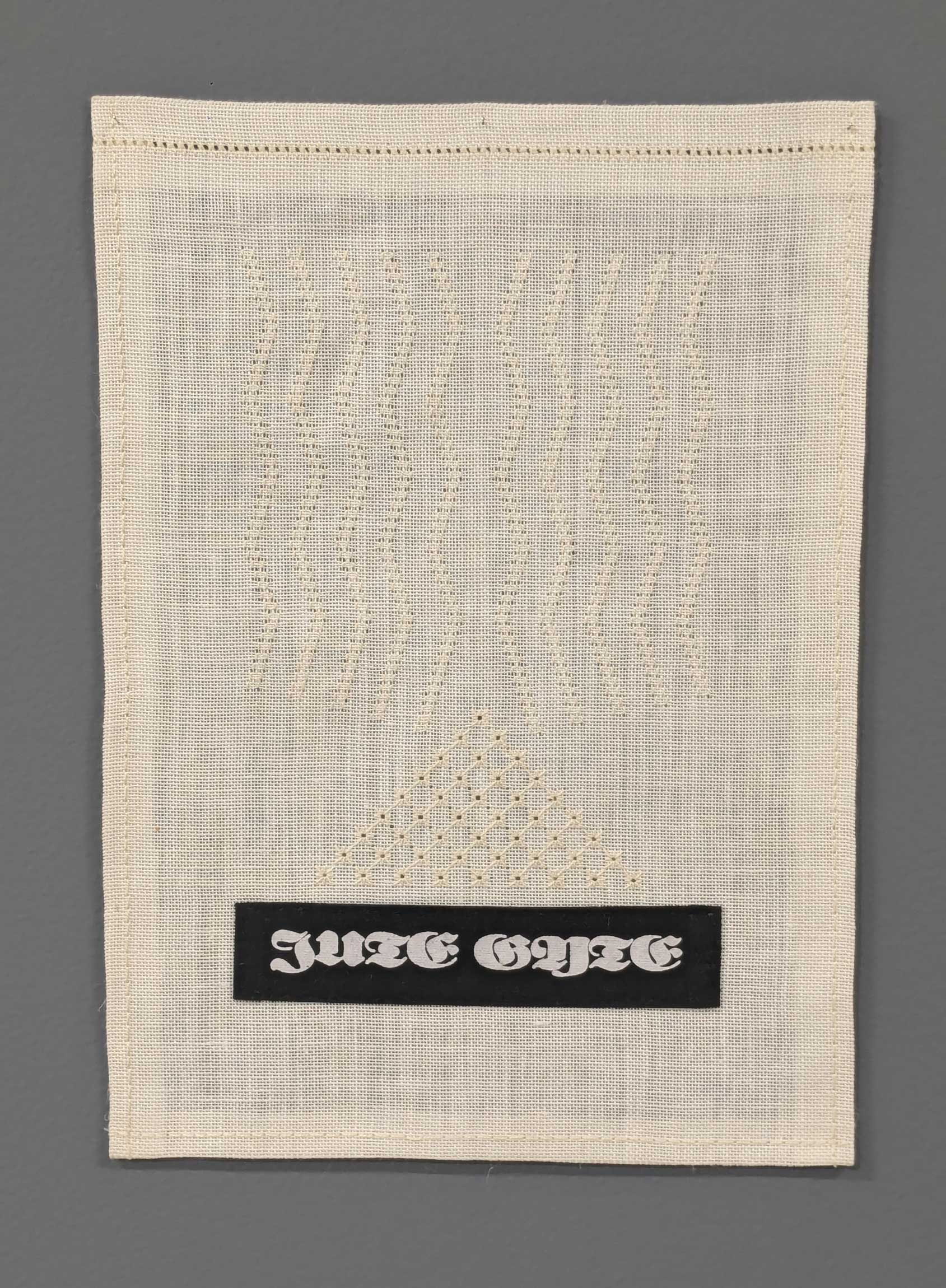 The Old Hills’ Indifference, 2024 Danish linen, embroidery thread and screenprinted patch, 420 x 305mm