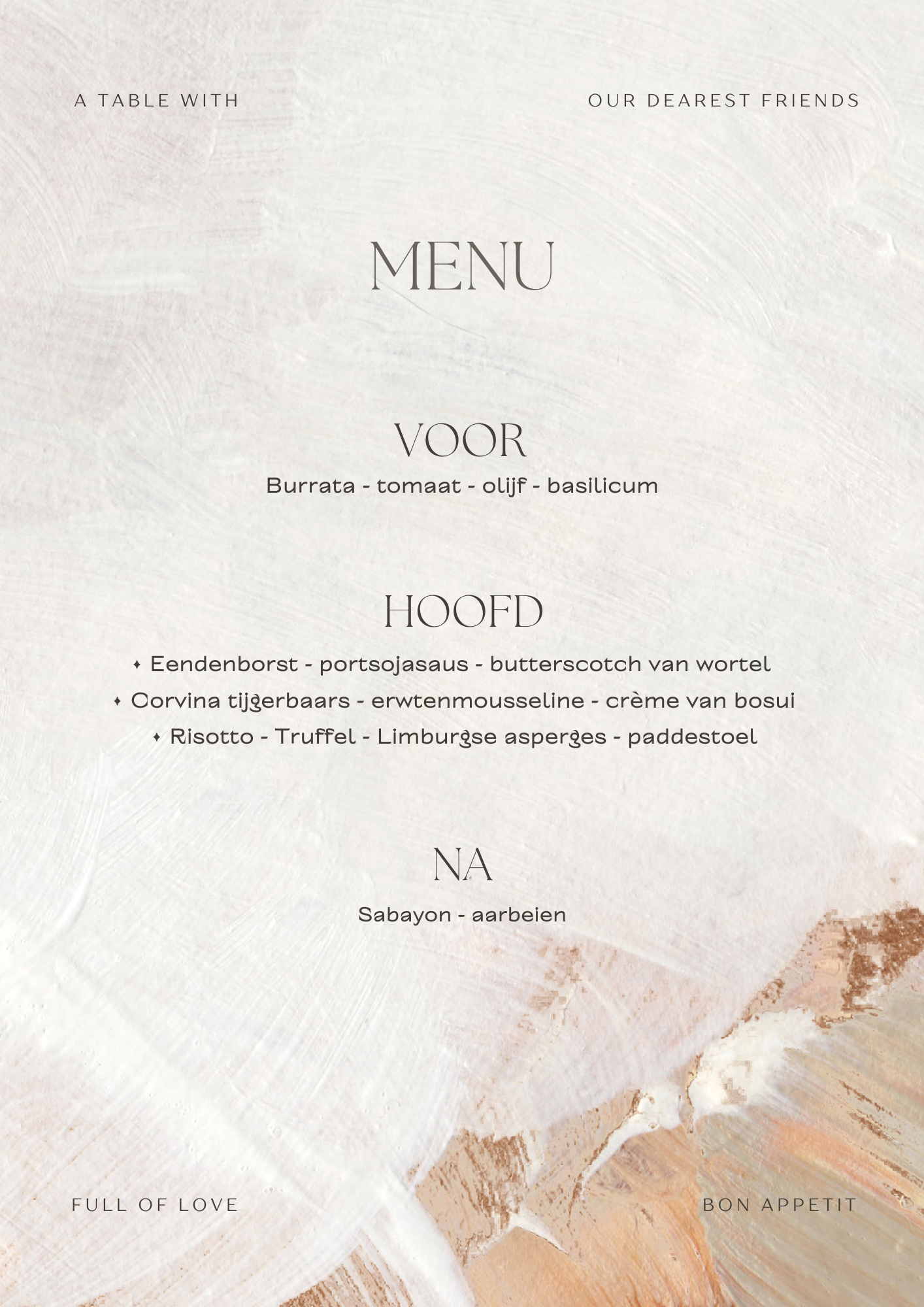 Menukaart Bruiloft M&T