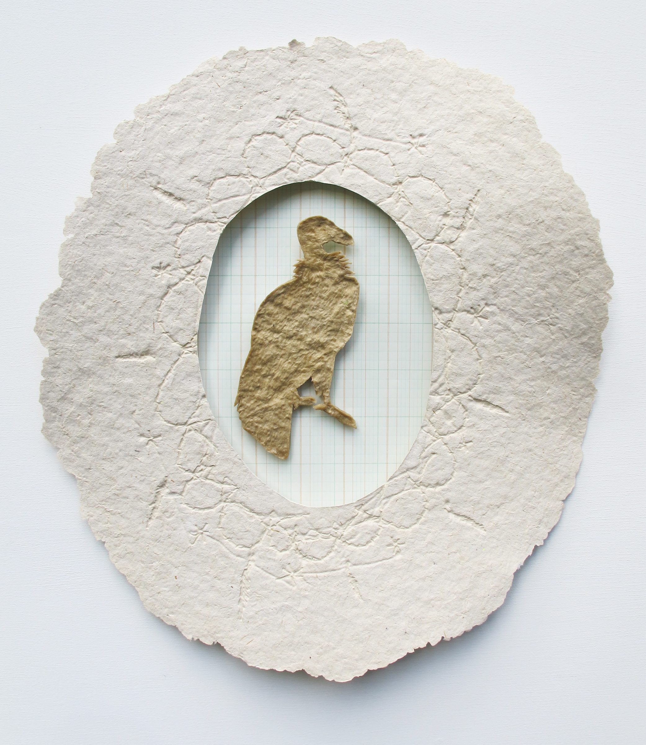 California Condor,  2016, cotton rag and pampas grass cast of hand embroidery, 16 x 12"