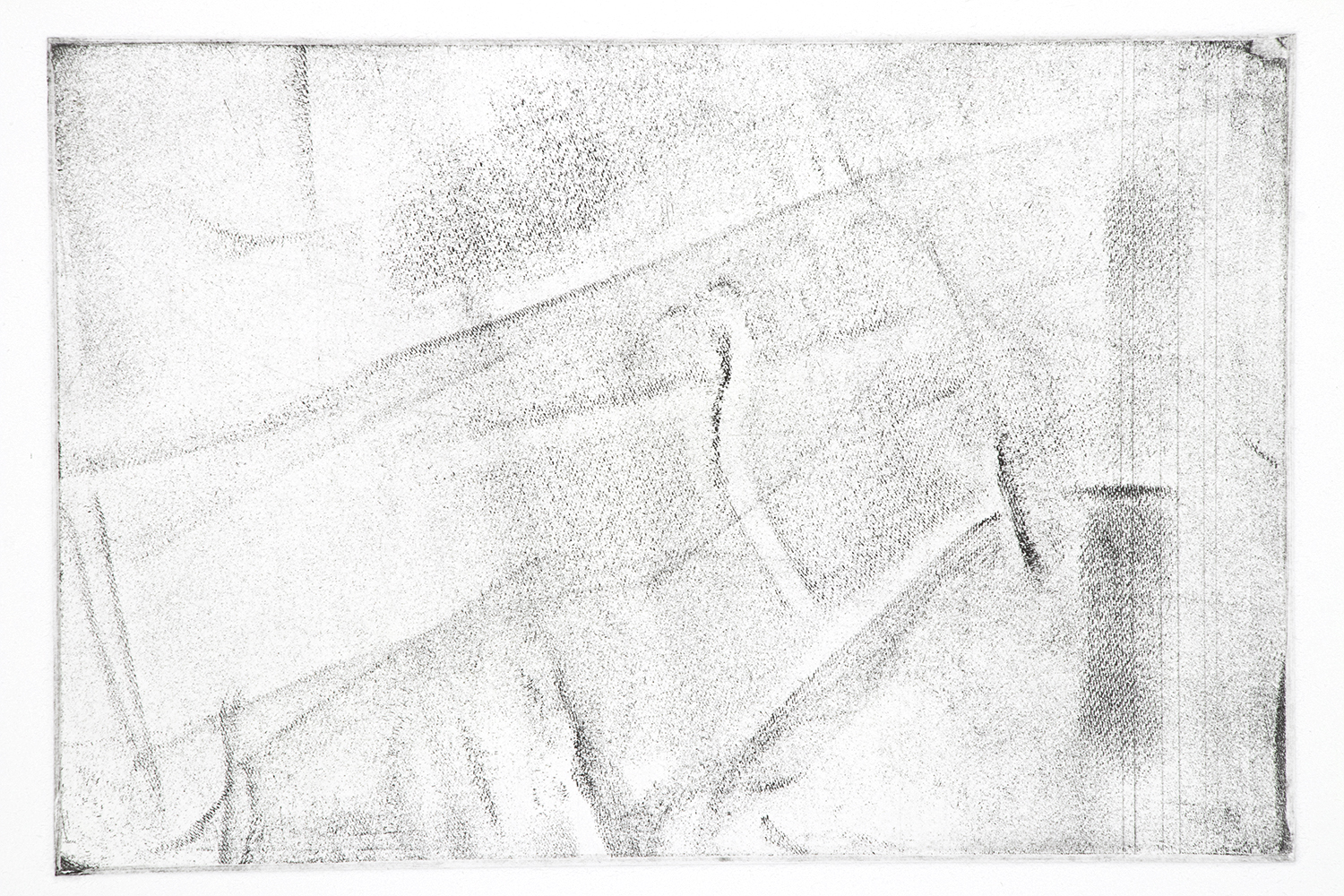 Untitled, 2017, Soft ground etching on paper, 11" x 15"