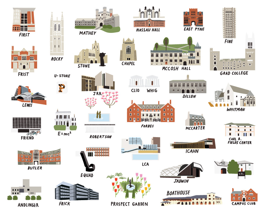 Princeton University Alysha Dawn   Princeton Map   Princeton University Buildings   Alysha Dawn Illustration 